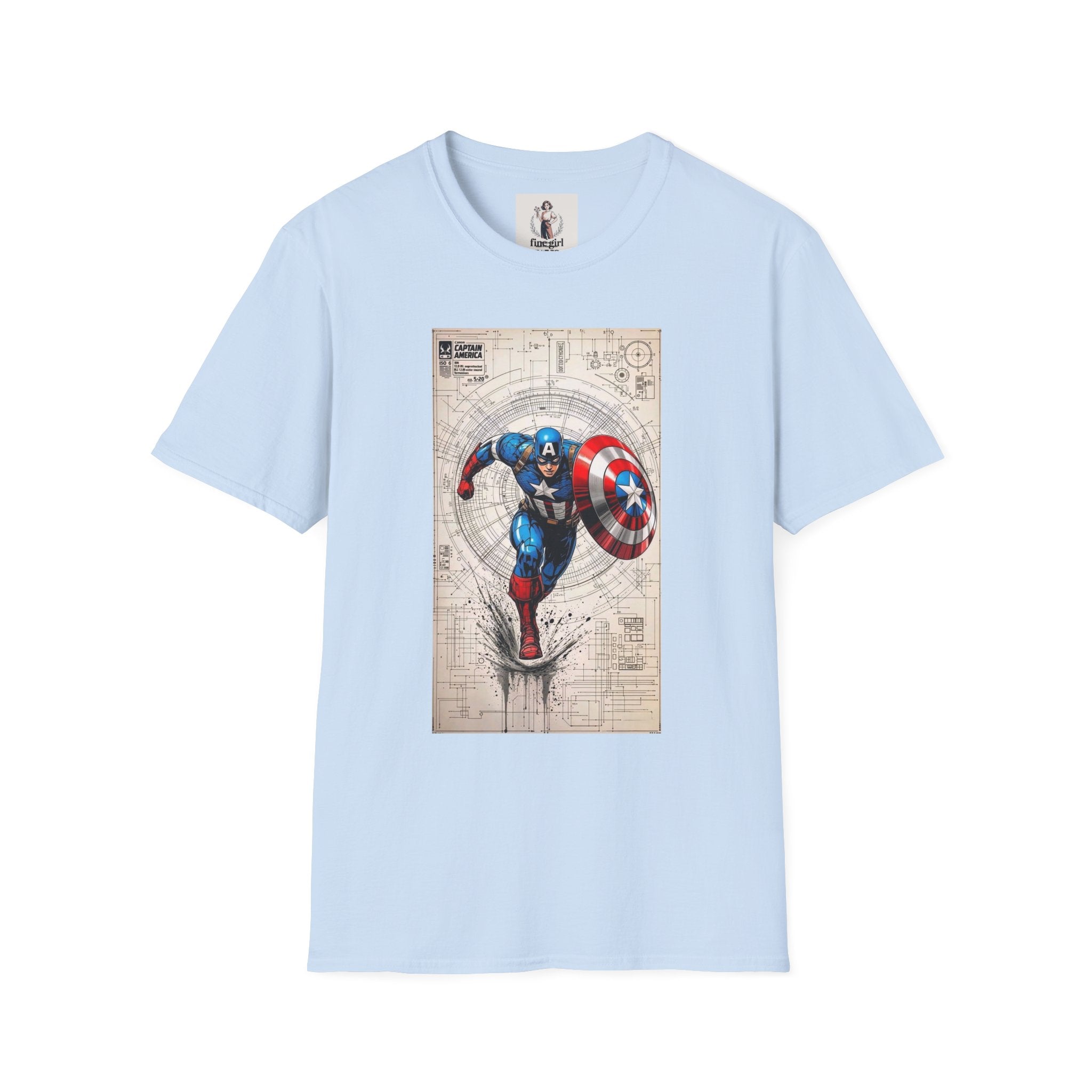 Captain America Superhero Marvel Unisex Softstyle T-Shirt, Comic Book Tee, Graphic Novel Shirt, Geeky Clothing, Cosplay Costume Top