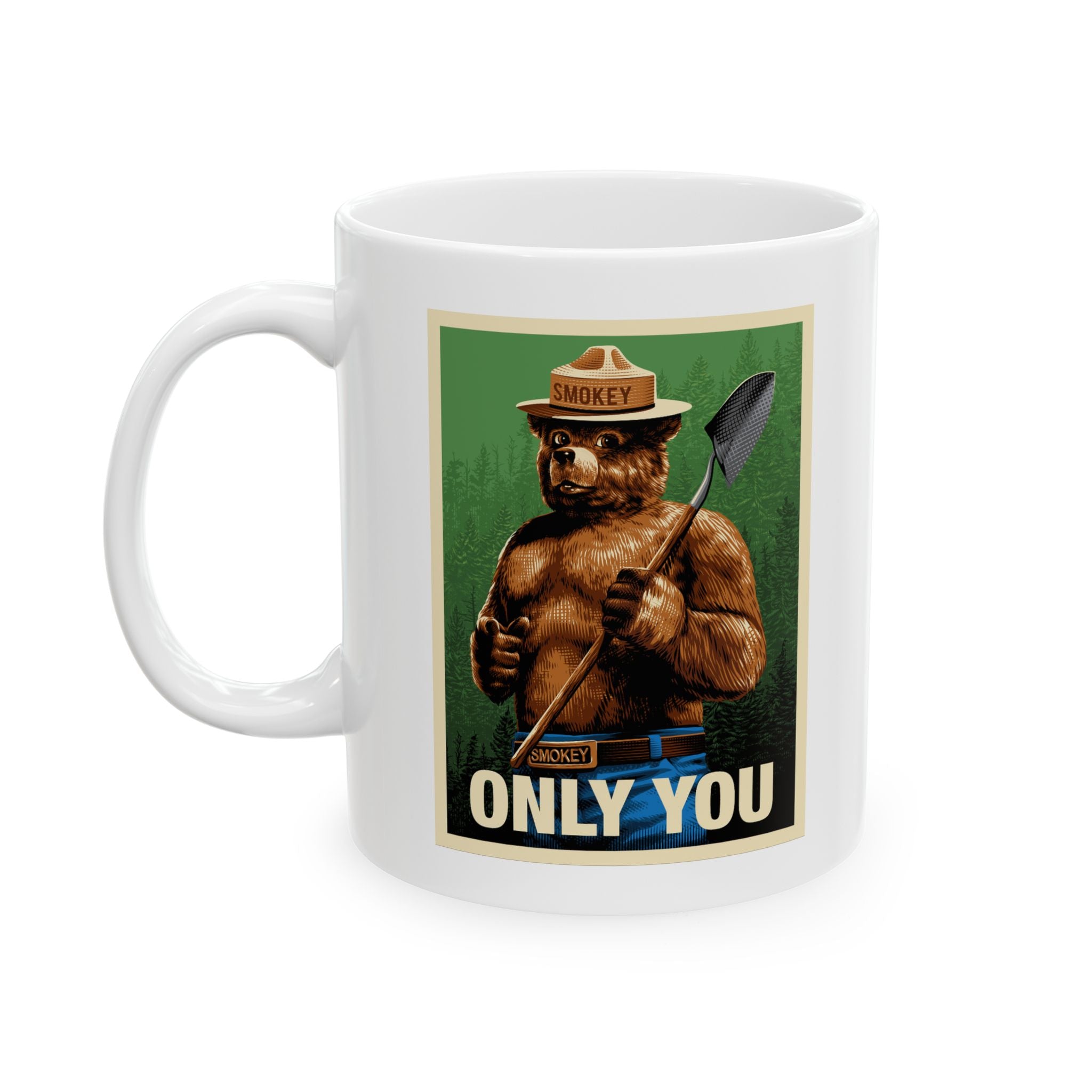 Smokey Bear Firefighter Coffee Mug, Tea Cup, Gift for First Responders, Campfire Enthusiasts, Firefighters Appreciation, Firefighting, Fire
