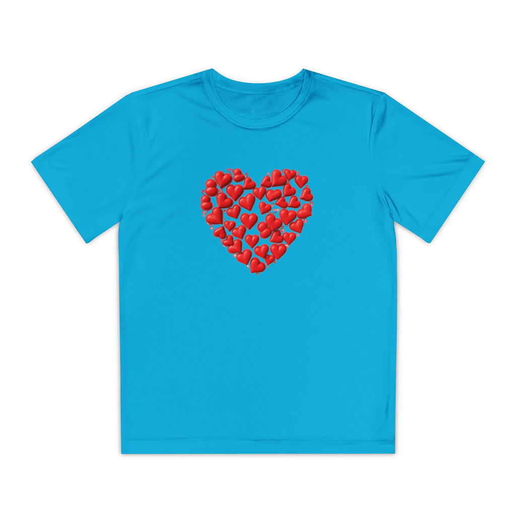 Heart Youth T-Shirt Sports Graphic Tee, Cool Athletic Shirt for Kids, Perfect for Sports Events, Team Spirit