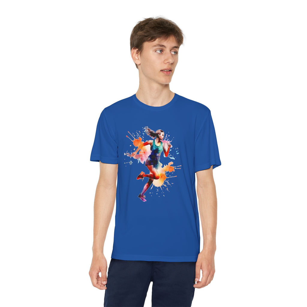 Running Youth T-Shirt Sports Graphic Tee, Cool Athletic Shirt for Kids, Perfect for Sports Events, Team Spirit