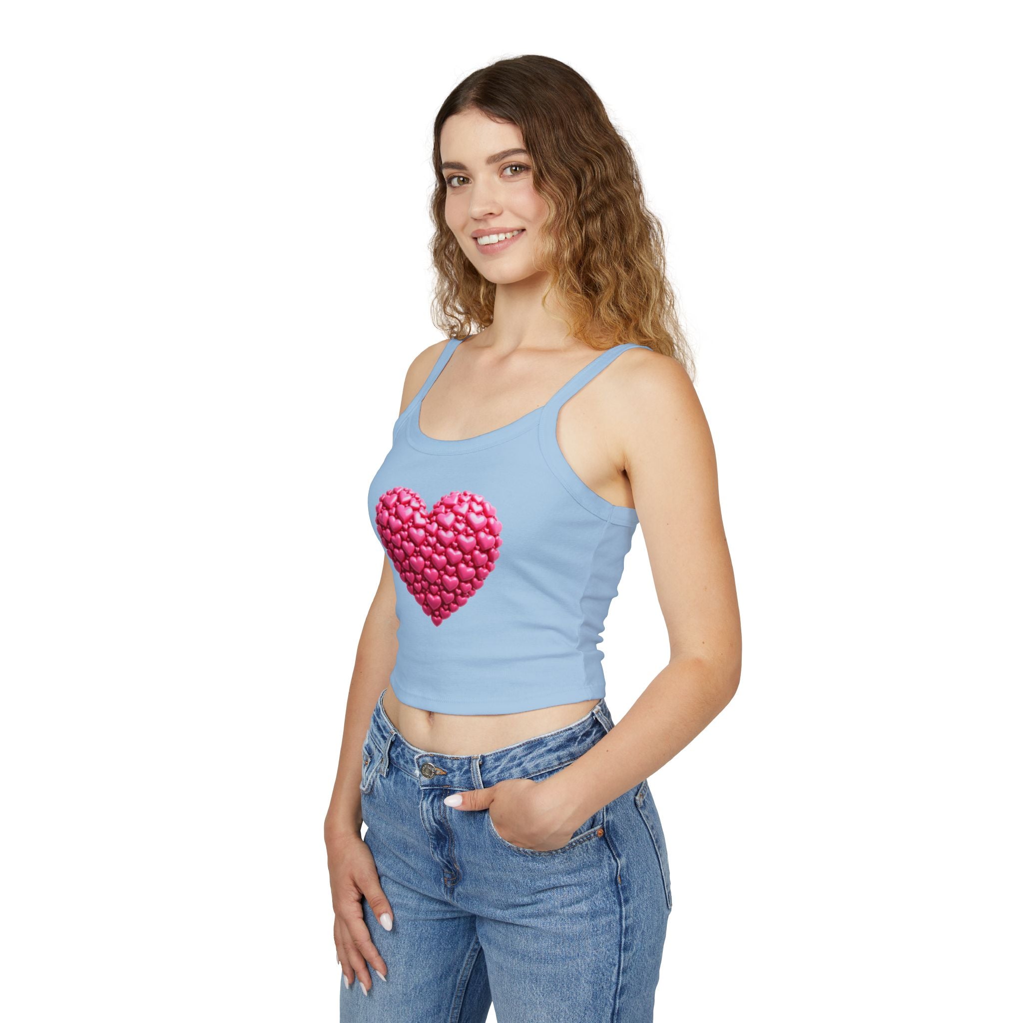 Heart Tank Top, Love Cami, Valentine's Day Shirt, Romantic Sleeveless Tee, Women's Summer Blouse, Cute Spaghetti Strap Tank