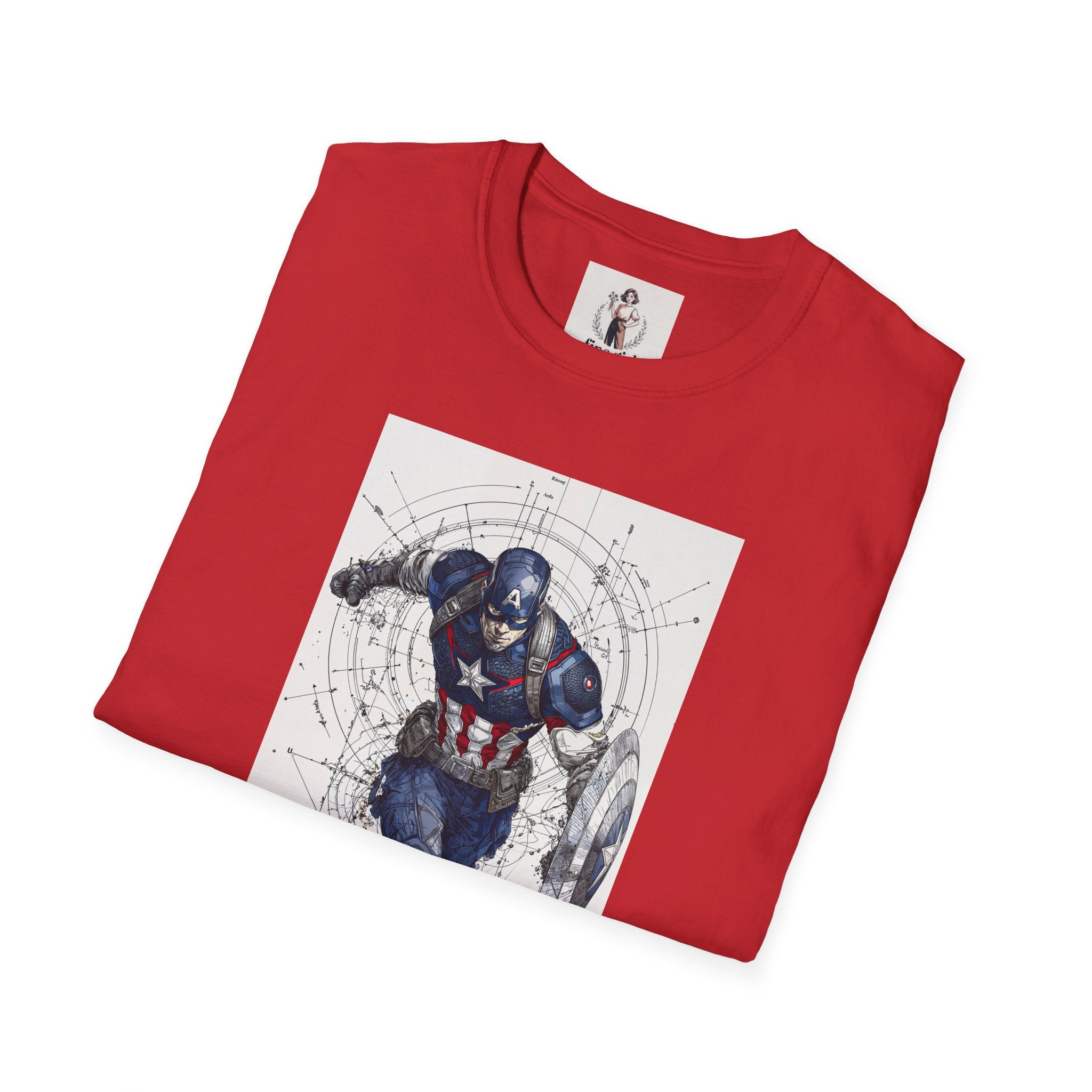 Captain America Superhero Marvel Unisex Softstyle T-Shirt, Comic Book Tee, Geeky Clothing, Cosplay Costume Top