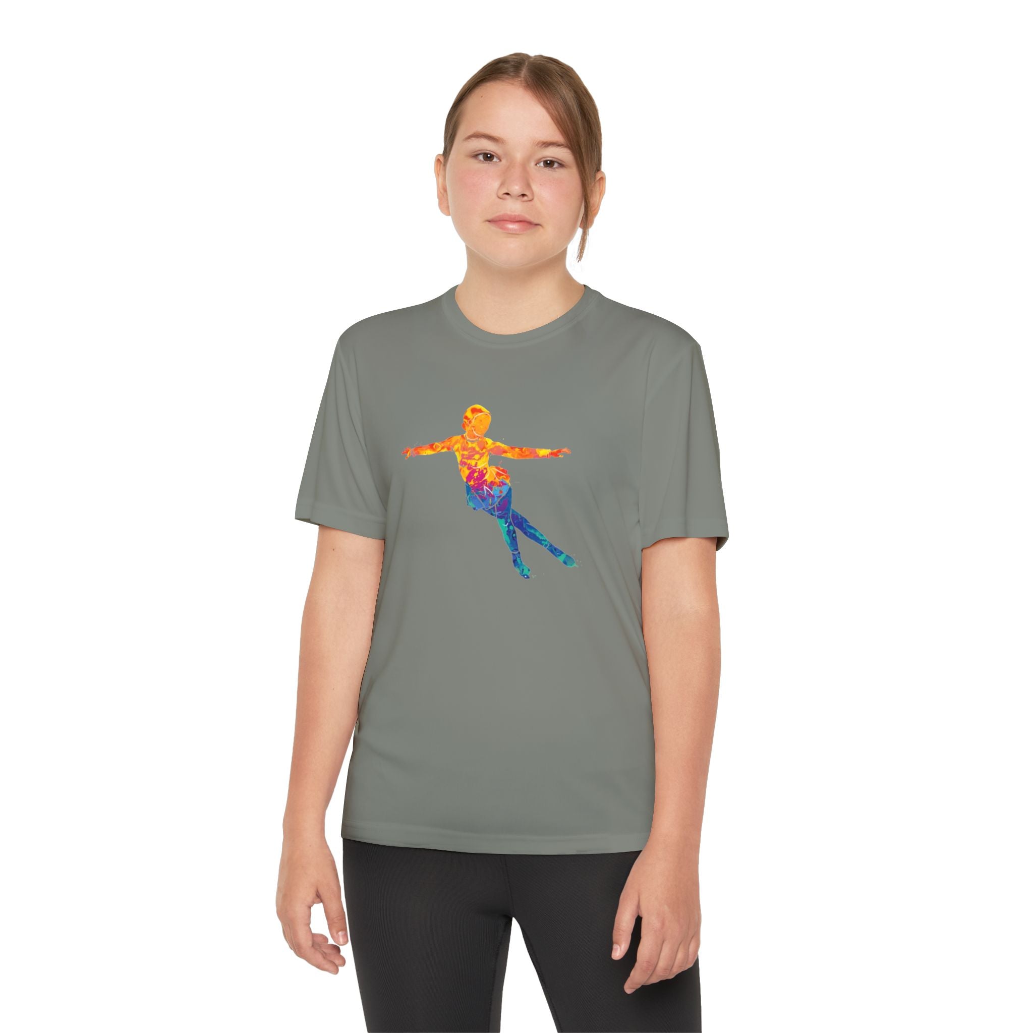 Ice Skating Youth Sports Graphic Tee, Cool Athletic Shirt for Kids, Perfect for Sports Events, Team Spirit, Birthday Gift, Summer Activities