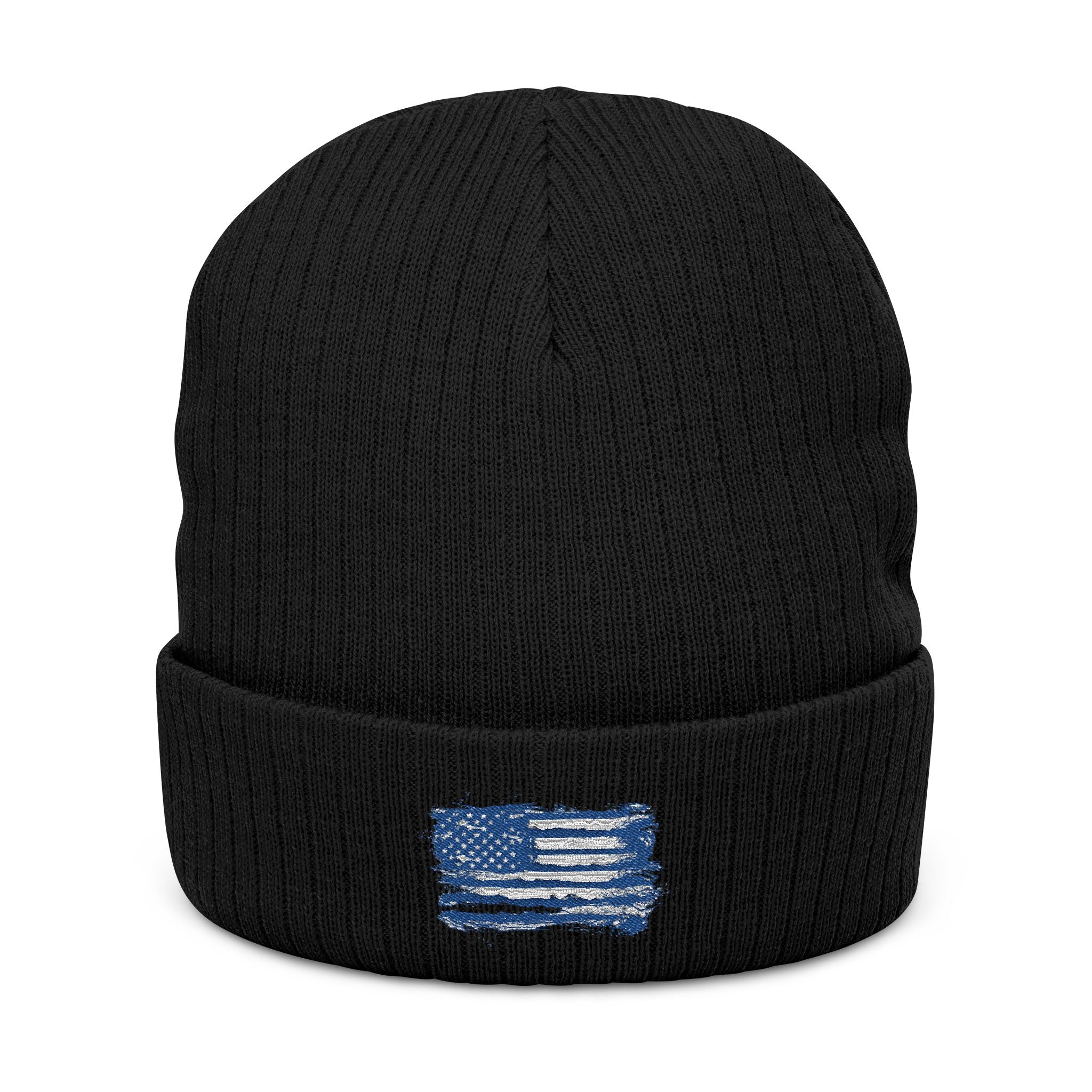 Stylish Embroidered Beanie with  Patriotic Flag Design | Winter Hat, Cozy Headwear, Gifts for Him, Outdoor Apparel, Fashionable Knitwear
