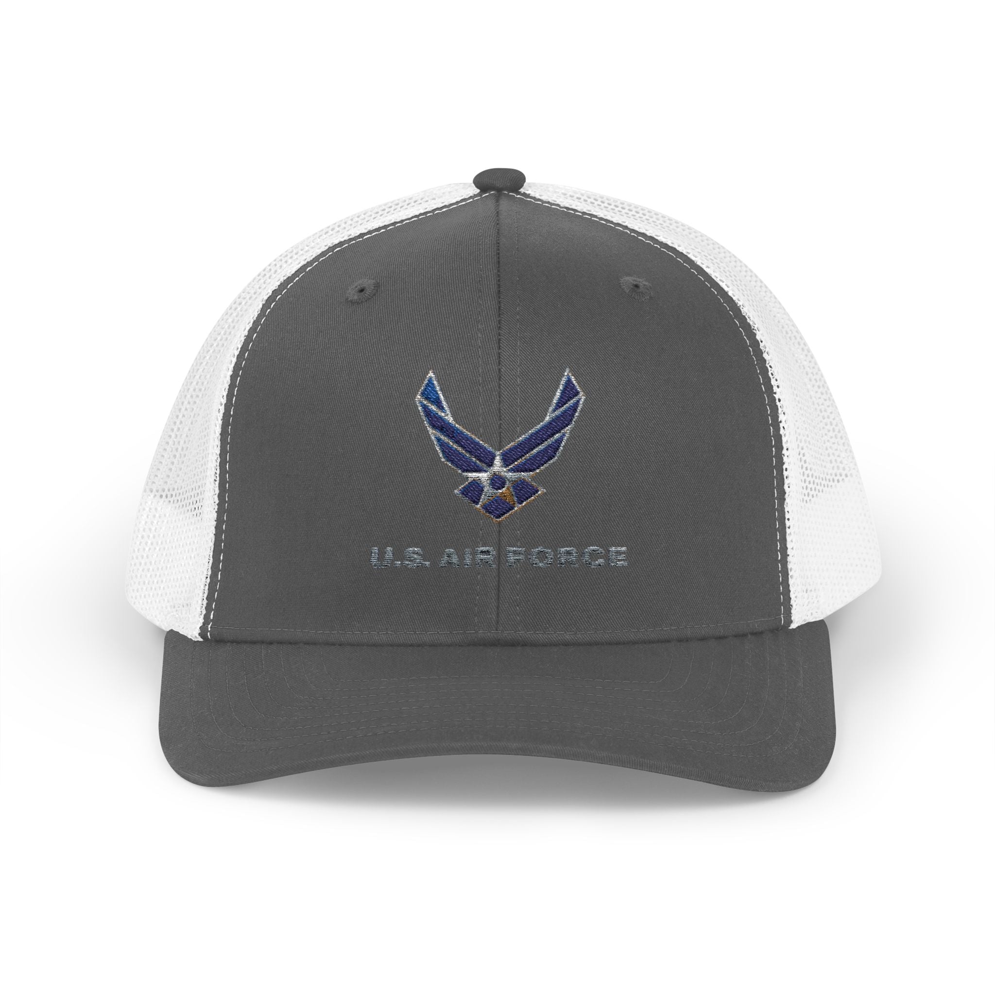 US Air Force Snapback Trucker Cap with Thin Red Line Design, Ideal for First Responders, Supportive Gifts, Memorials, Everyday Wear