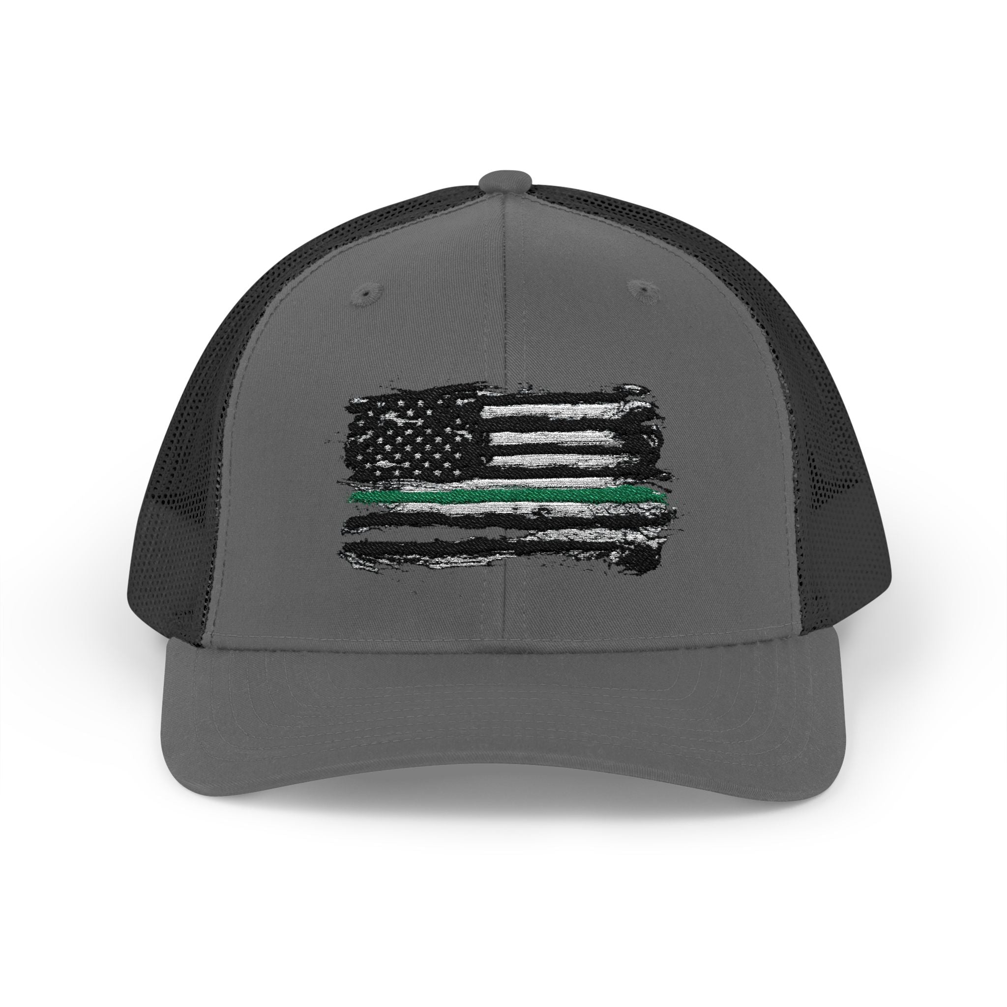 Thin Green Line Patriotic Snapback Trucker Cap with Thin Red Line Design, Ideal for First Responders, Supportive Gifts, Everyday Wear