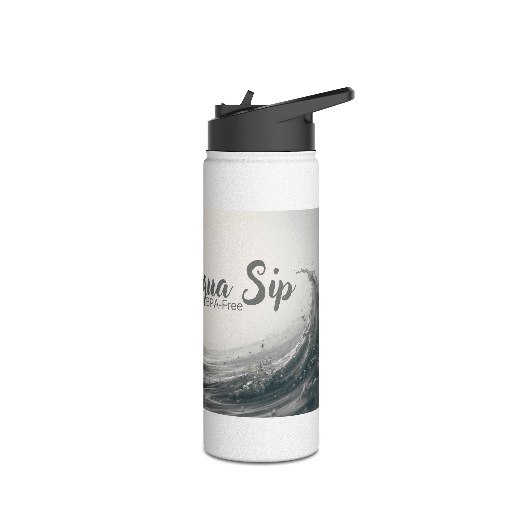 Aqua Wave Stainless Steel Water Bottle, Hydration Gift, Outdoor Adventure, Beach Vibes, Eco-Friendly, Travel Companion