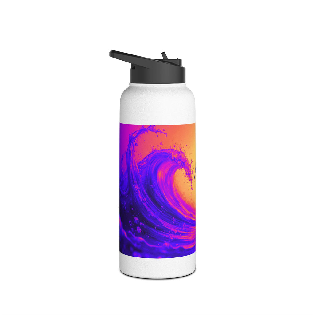 Aqua Wave Stainless Steel Water Bottle, Hydration Gift, Outdoor Adventure, Beach Vibes, Eco-Friendly, Travel Companion