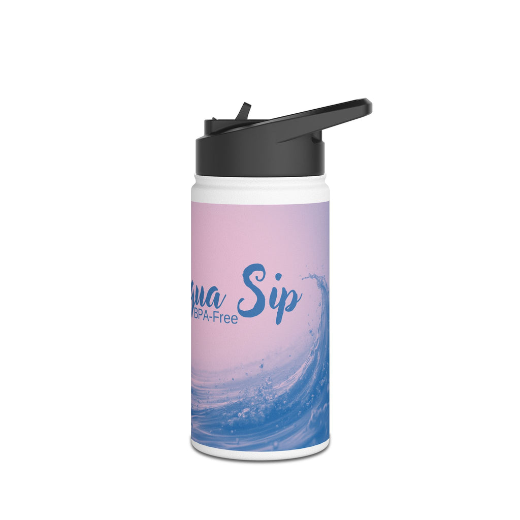 Aqua Wave Stainless Steel Water Bottle, Hydration Gift, Outdoor Adventure, Beach Vibes, Eco-Friendly, Travel Companion