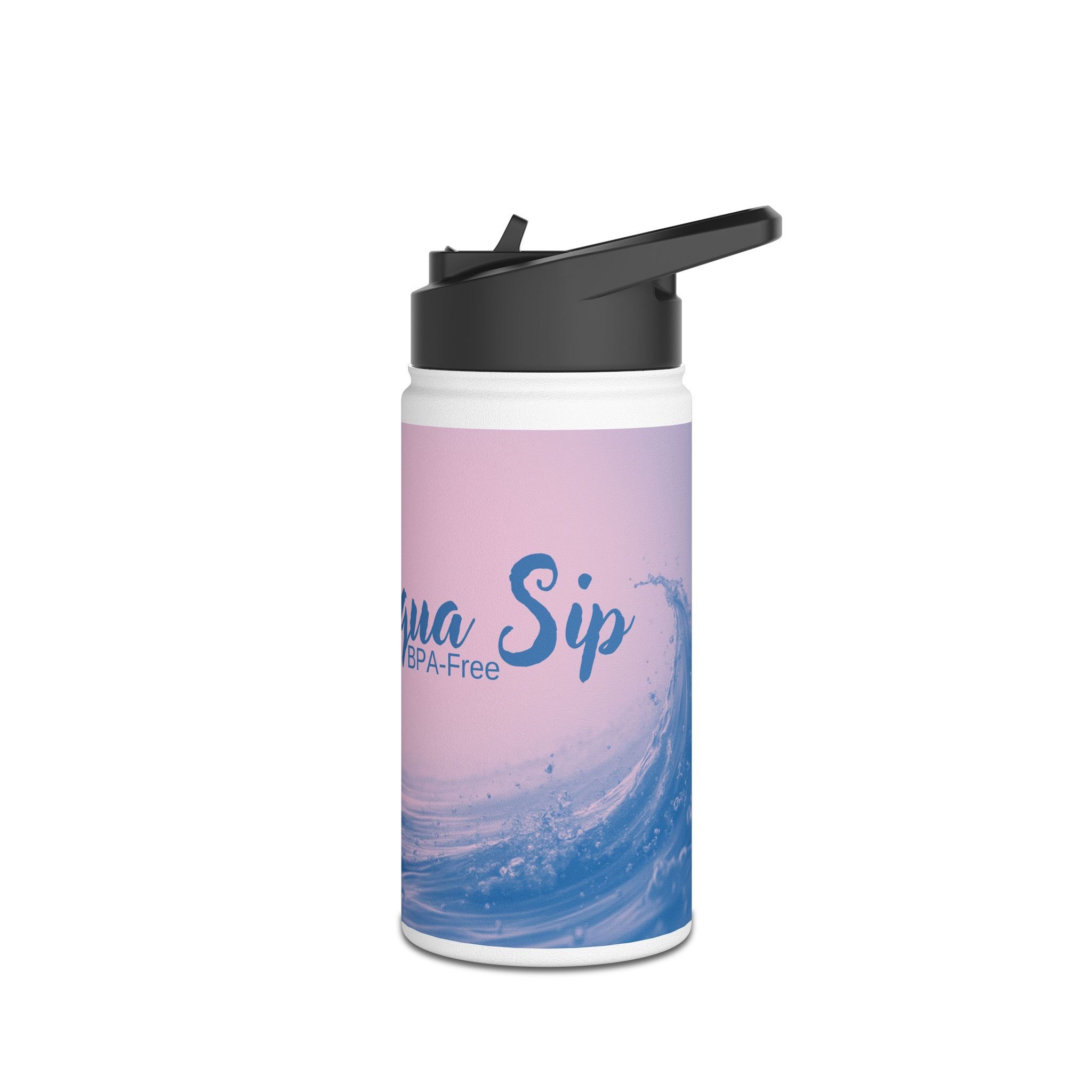 Aqua Wave Stainless Steel Water Bottle, Hydration Gift, Outdoor Adventure, Beach Vibes, Eco-Friendly, Travel Companion
