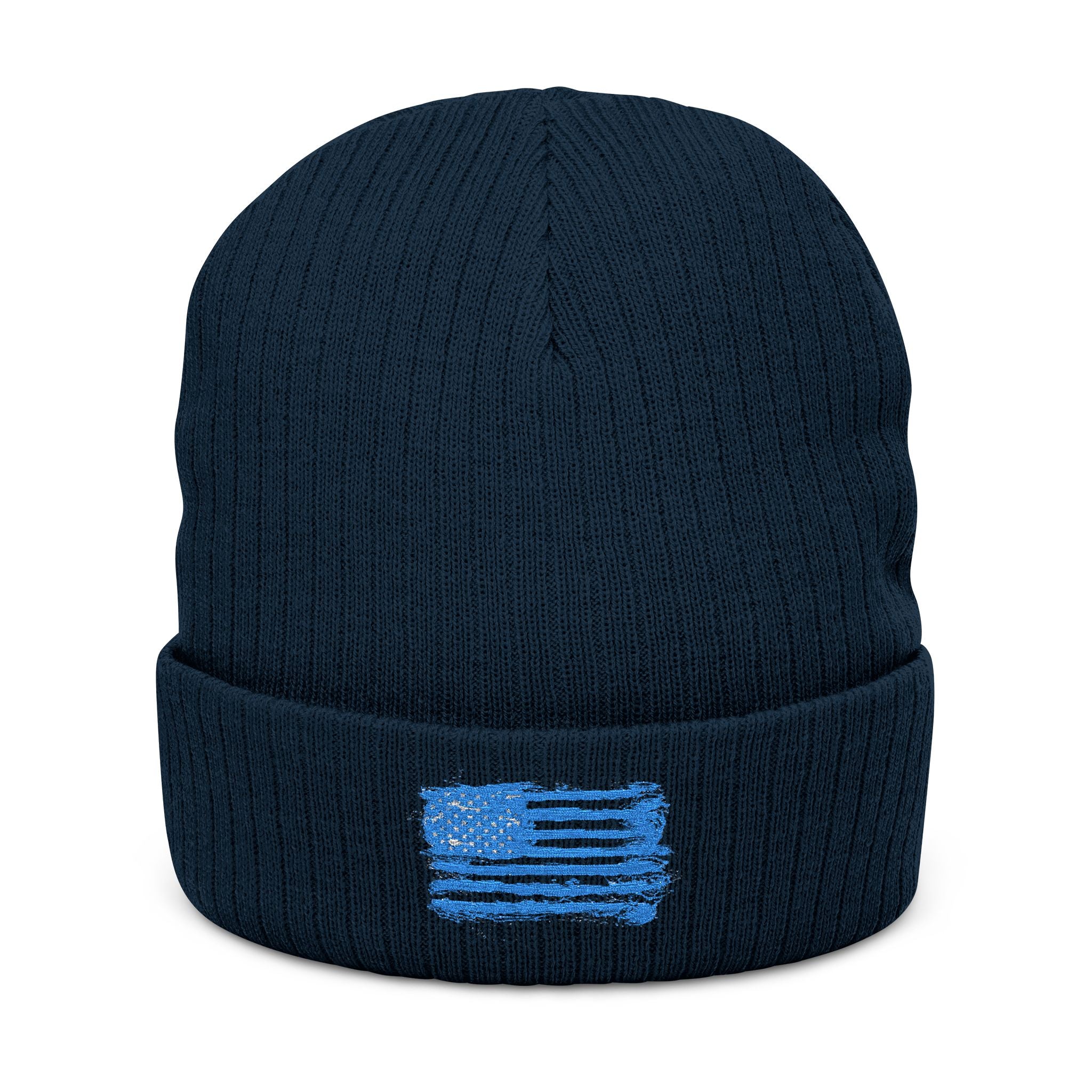 Stylish Embroidered Beanie with Patriotic Flag Design | Winter Hat, Cozy Headwear, Gifts for Him, Outdoor Apparel, Fashionable Knitwear