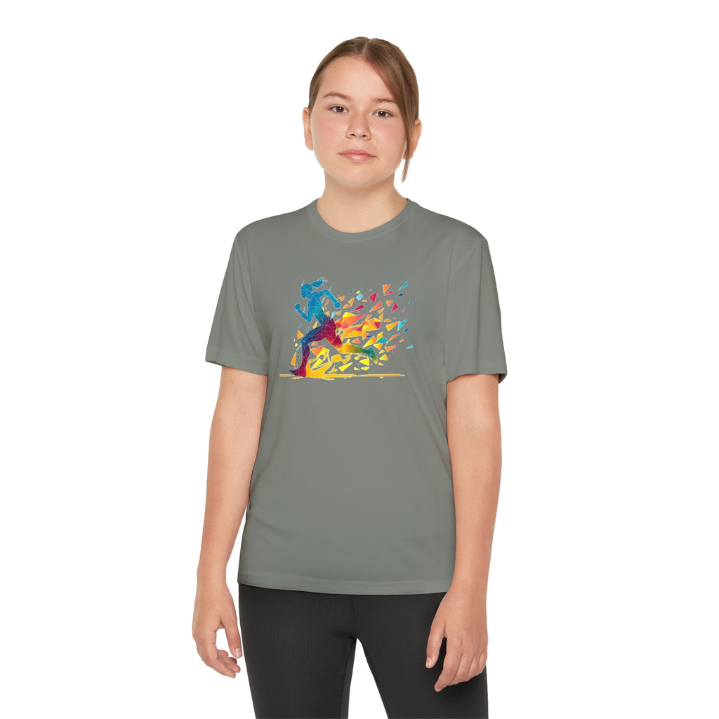 Running Youth T-Shirt Sports Graphic Tee, Cool Athletic Shirt for Kids, Perfect for Sports Events, Team Spirit