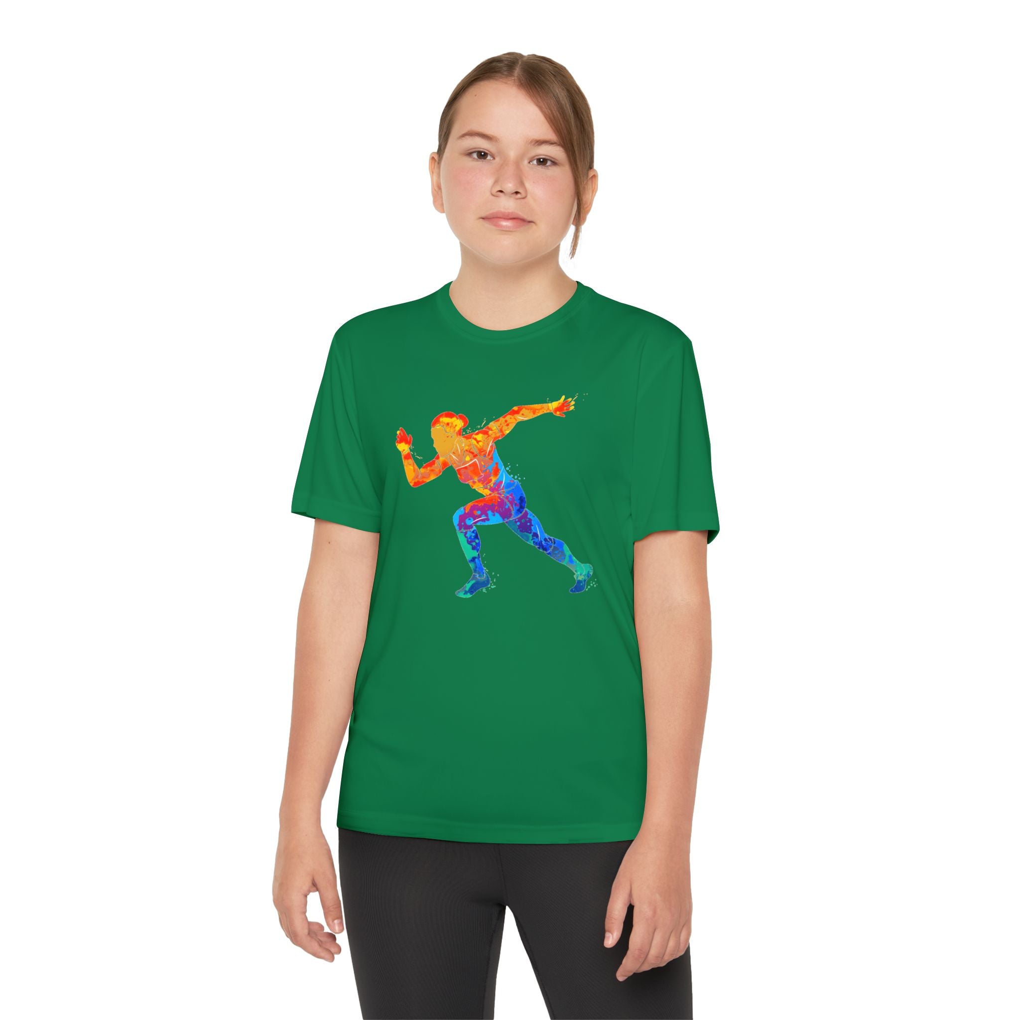 Running Youth T-Shirt Sports Graphic Tee, Cool Athletic Shirt for Kids, Perfect for Sports Events, Team Spirit