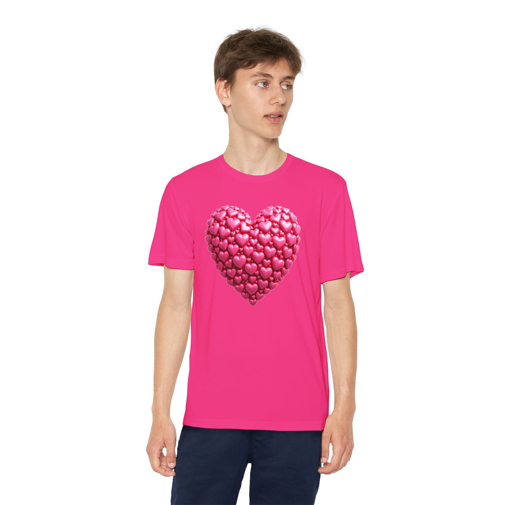 Heart Youth T-Shirt Sports Graphic Tee, Cool Athletic Shirt for Kids, Perfect for Sports Events, Team Spirit