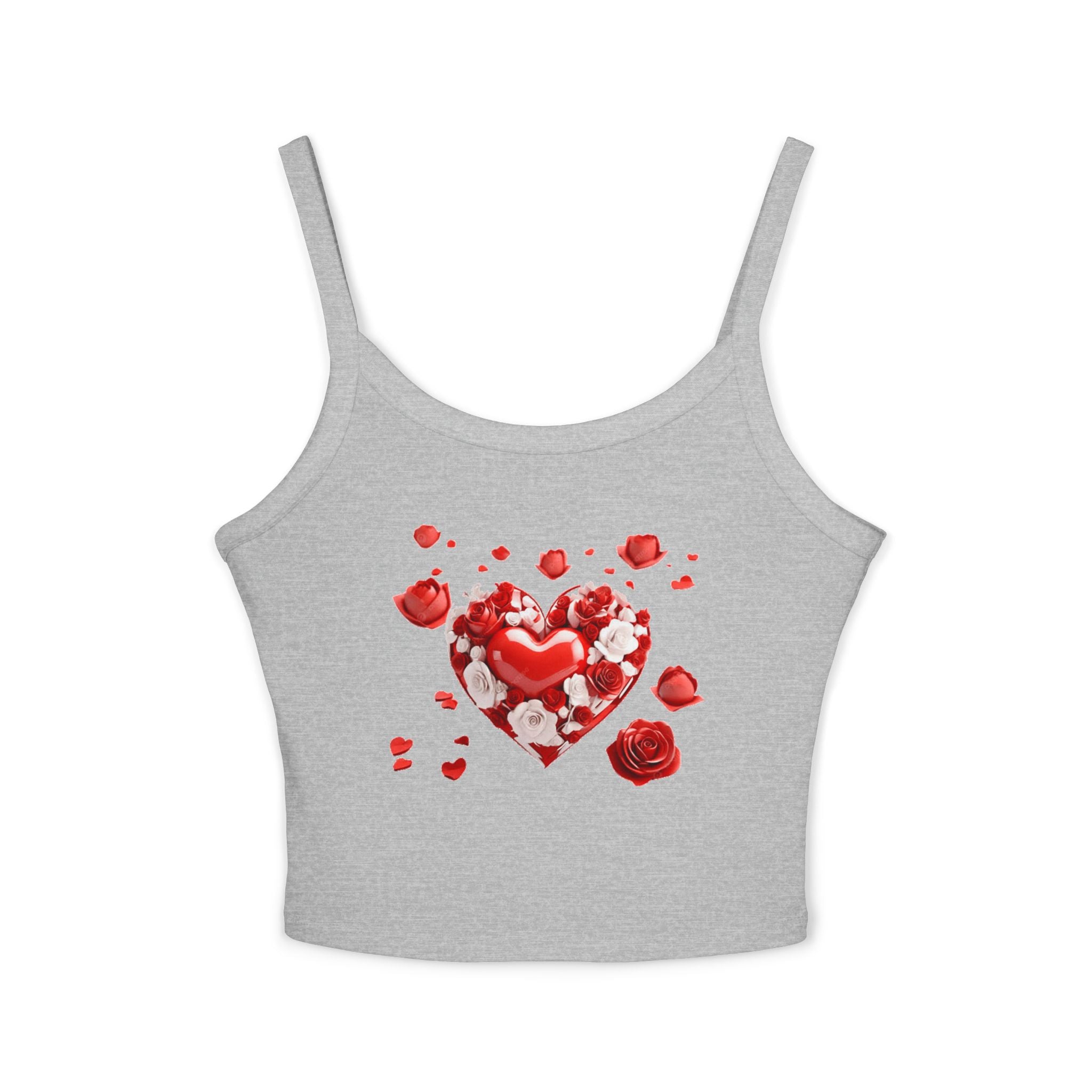 Heart Tank Top, Love Cami, Valentine's Day Shirt, Romantic Sleeveless Tee, Women's Summer Blouse, Cute Spaghetti Strap Tank