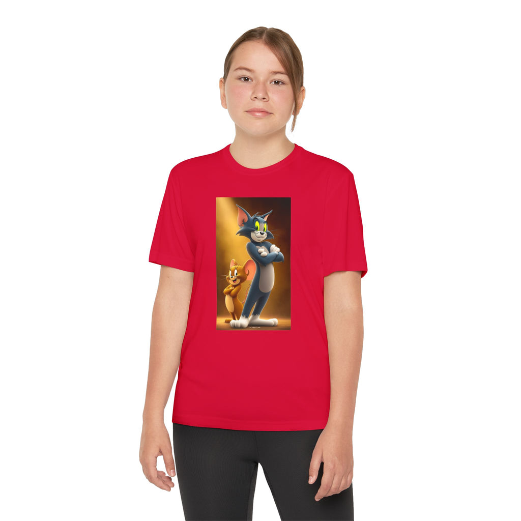Youth Competitor Tee with Tom And Jerry design, Cartoon Graphic Kid's T-Shirt, Kids Tee, Children's Clothing, Funny Tee for Boys and Girls