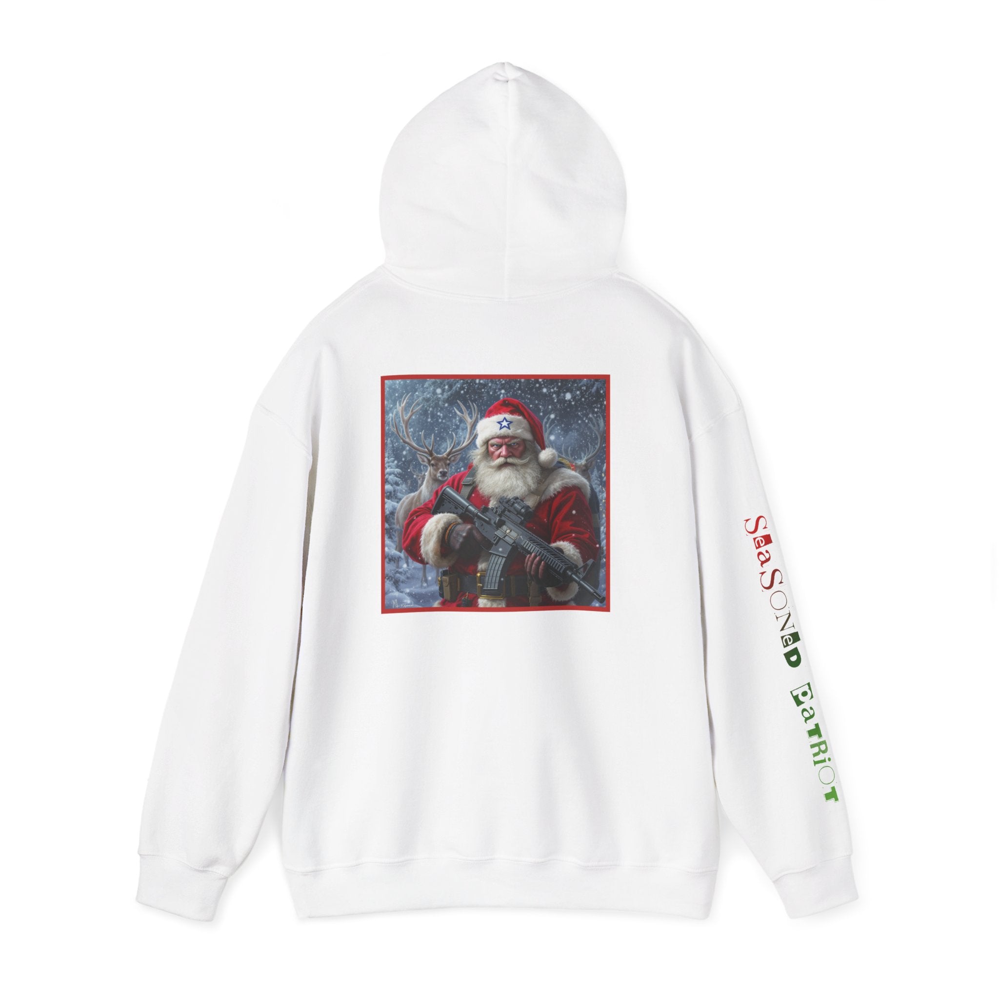 Christmas Santa Claus Patriotic USA Hoodie, Sweatshirt, Unisex Hooded Pullover, Holiday Outerwear, Festive Winter Apparel