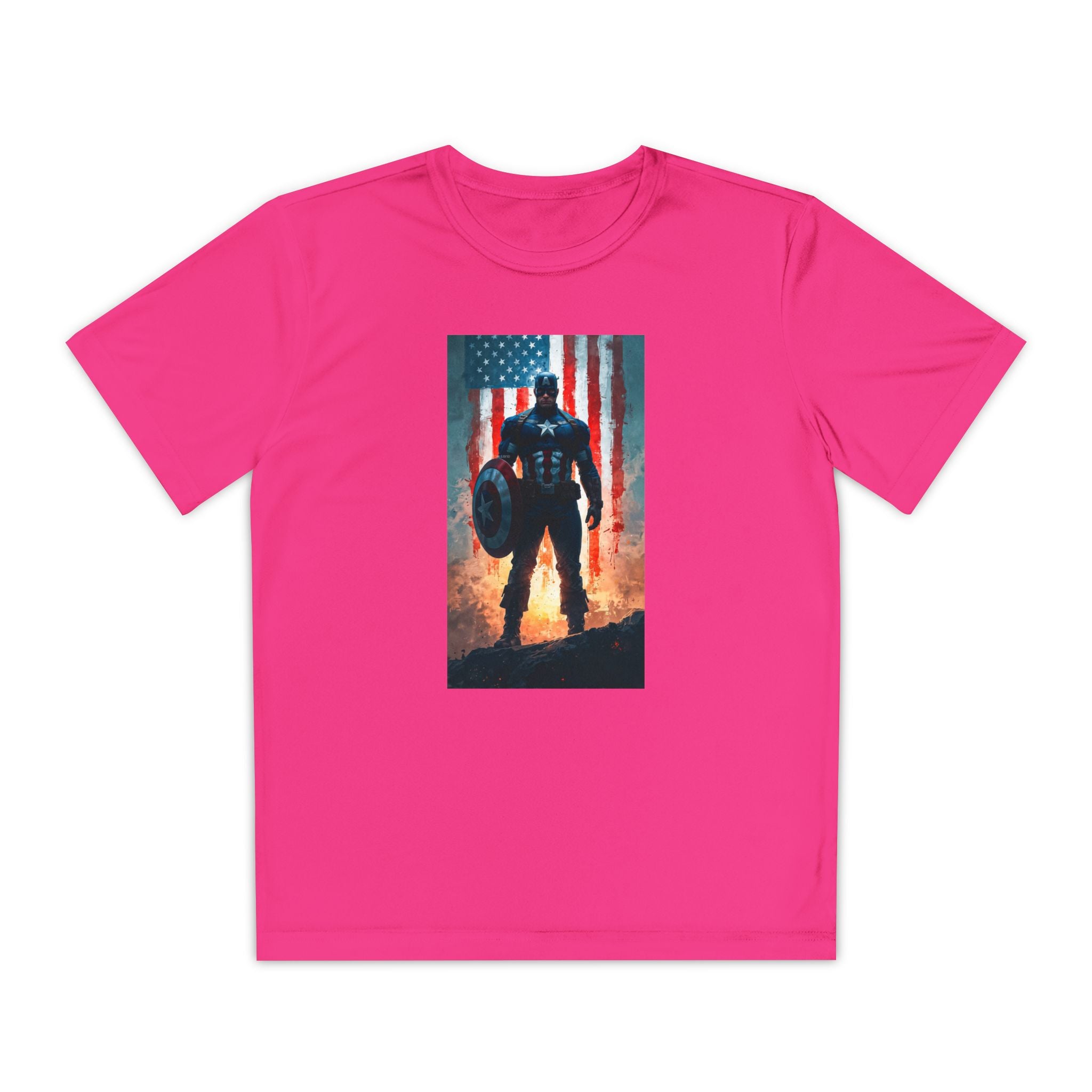 Captain America Superhero Marvel Patriotic, Kids Graphic T-Shirt, Boys Hero Top, Girls Comic Book Clothing, Birthday