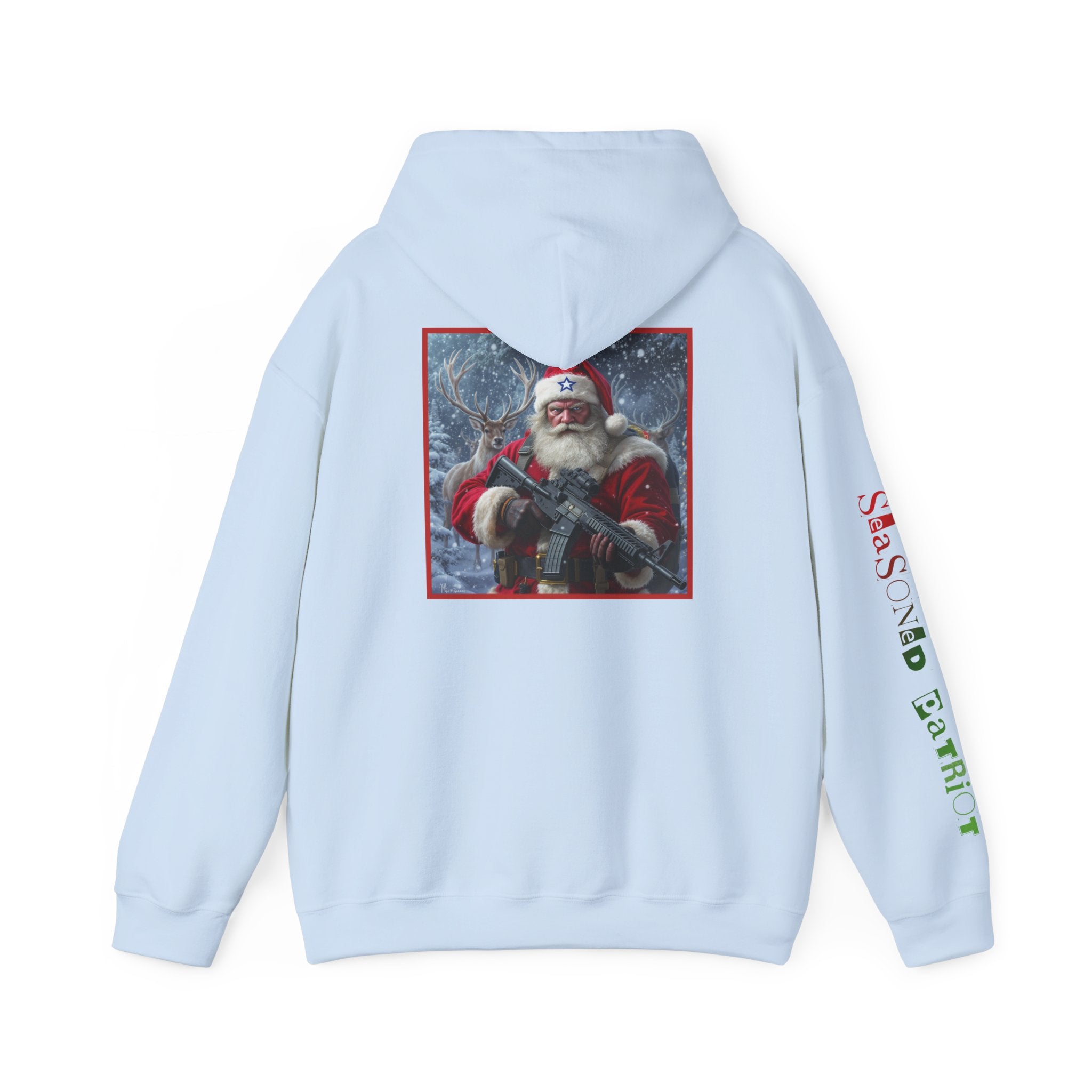 Christmas Santa Claus Patriotic USA Hoodie, Sweatshirt, Unisex Hooded Pullover, Holiday Outerwear, Festive Winter Apparel