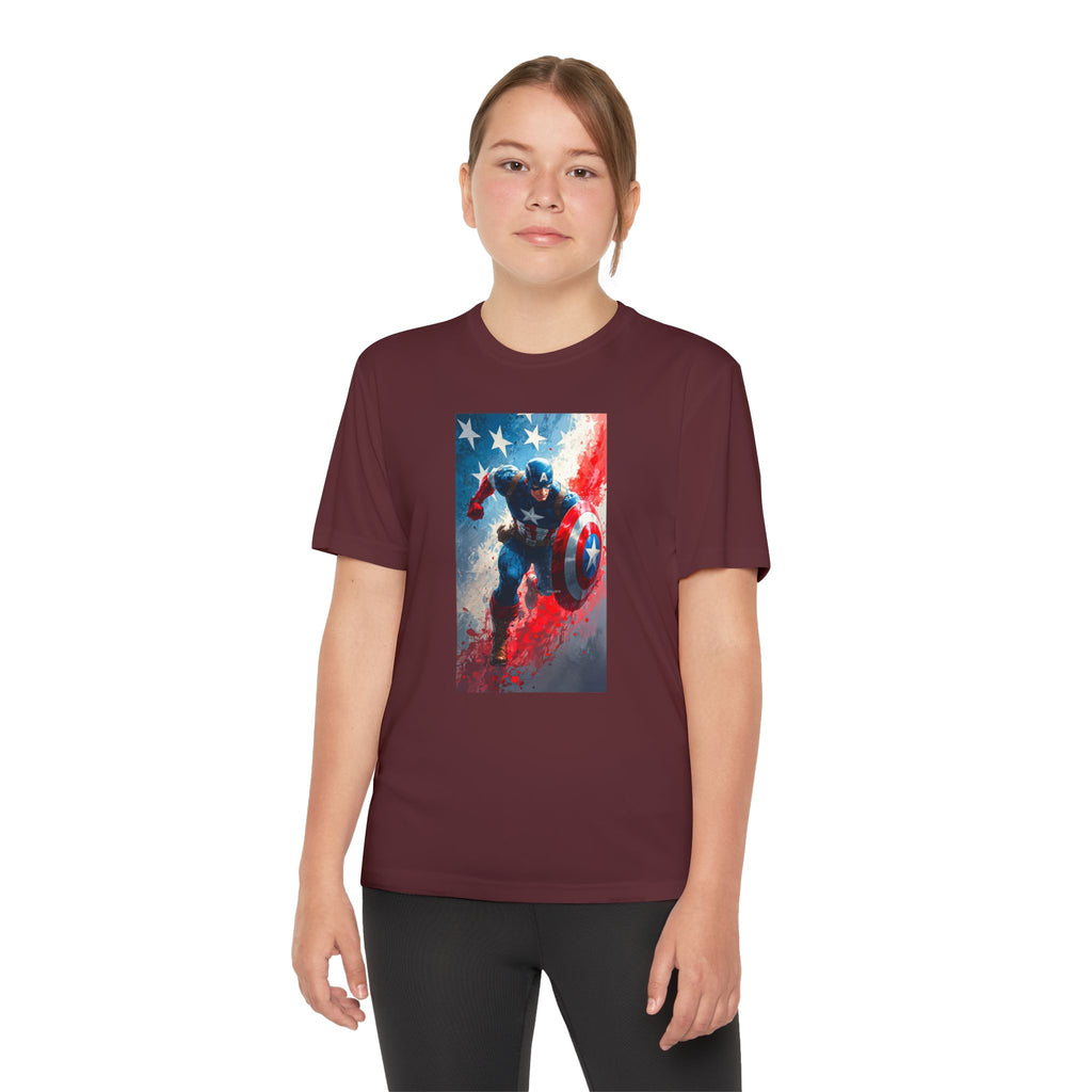 Captain America Superhero Marvel Patriotic, Kids Graphic T-Shirt, Boys Hero Top, Girls Comic Book Clothing, Birthday