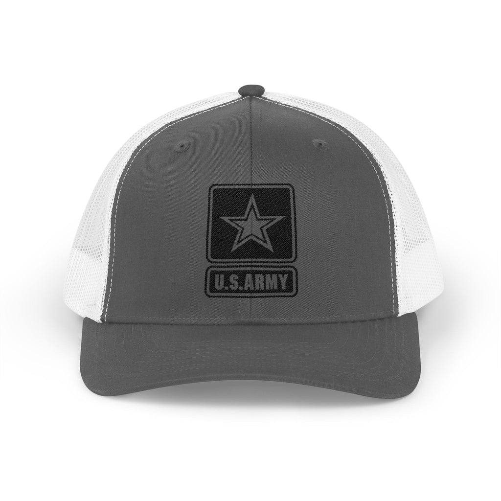 US Army Snapback Trucker Cap with Thin Red Line Design, Ideal for First Responders, Supportive Gifts, Memorials, Everyday Wear