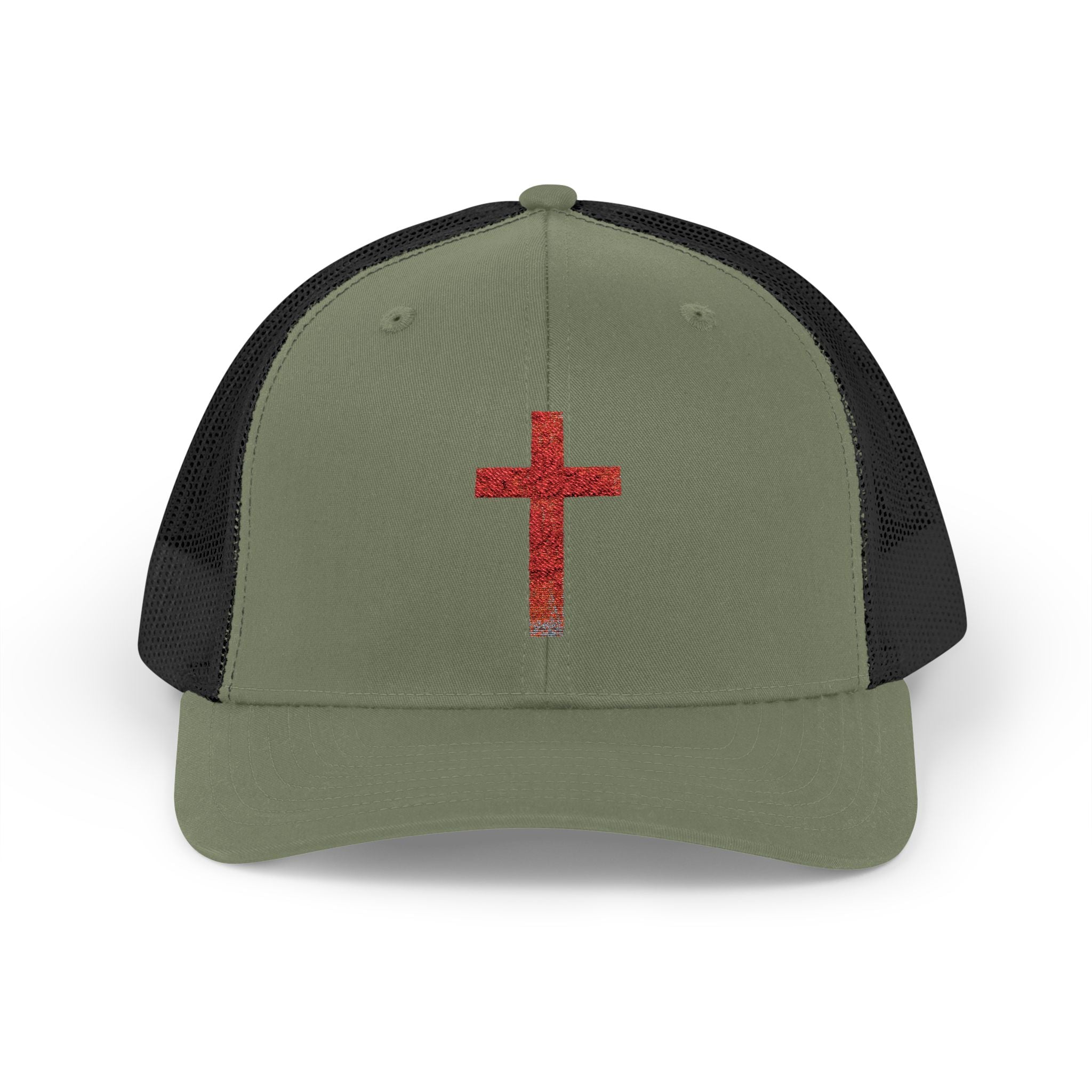 Holly Cross Snapback Trucker Cap with Thin Red Line Design, Ideal for First Responders, Supportive Gifts, Memorials, Everyday Wear