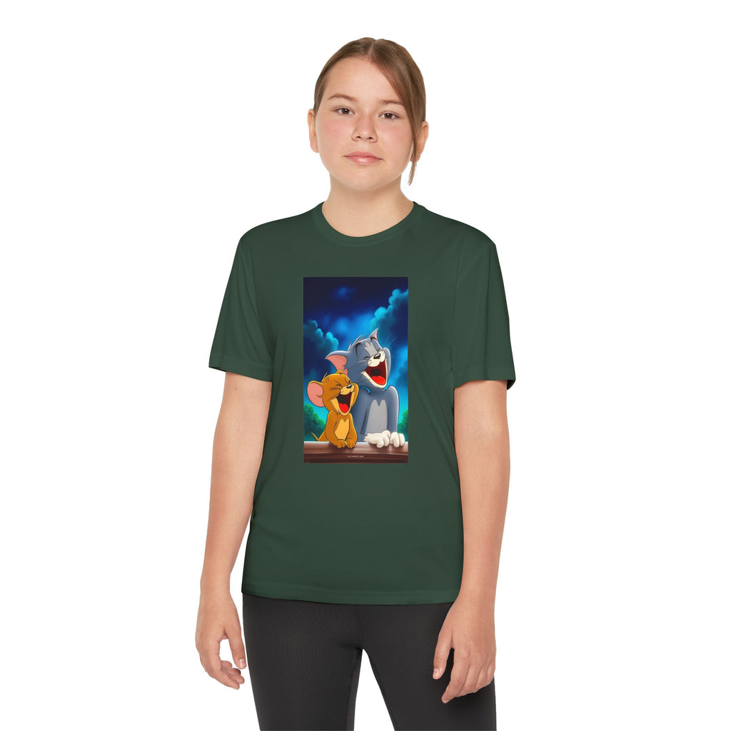 Youth Competitor Tee with Tom And Jerry design, Cartoon Graphic Kid's T-Shirt, Kids Tee, Children's Clothing, Funny Tee for Boys and Girls