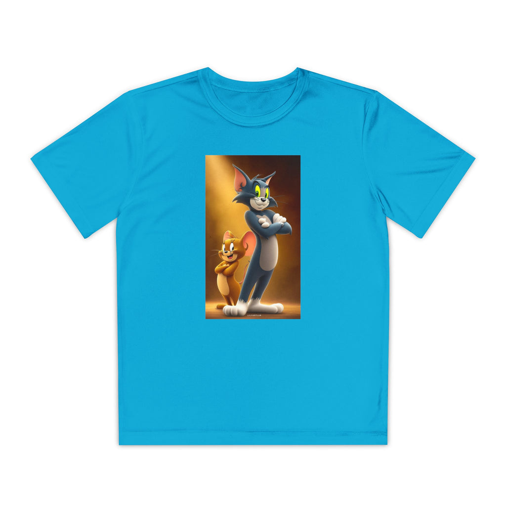 Youth Competitor Tee with Tom And Jerry design, Cartoon Graphic Kid's T-Shirt, Kids Tee, Children's Clothing, Funny Tee for Boys and Girls