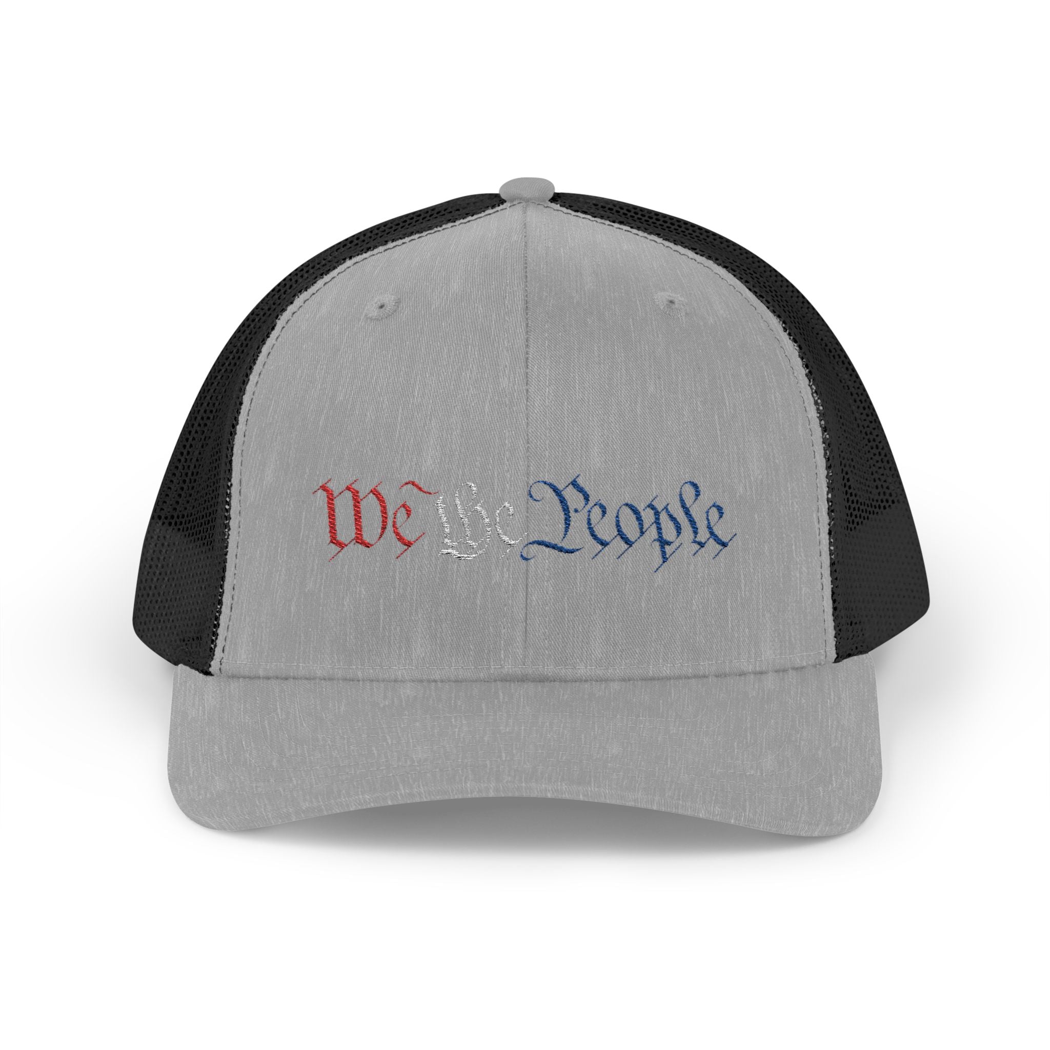 We The People Snapback Trucker Cap with Thin Red Line Design, Ideal for First Responders, Supportive Gifts, Memorials, Everyday Wear