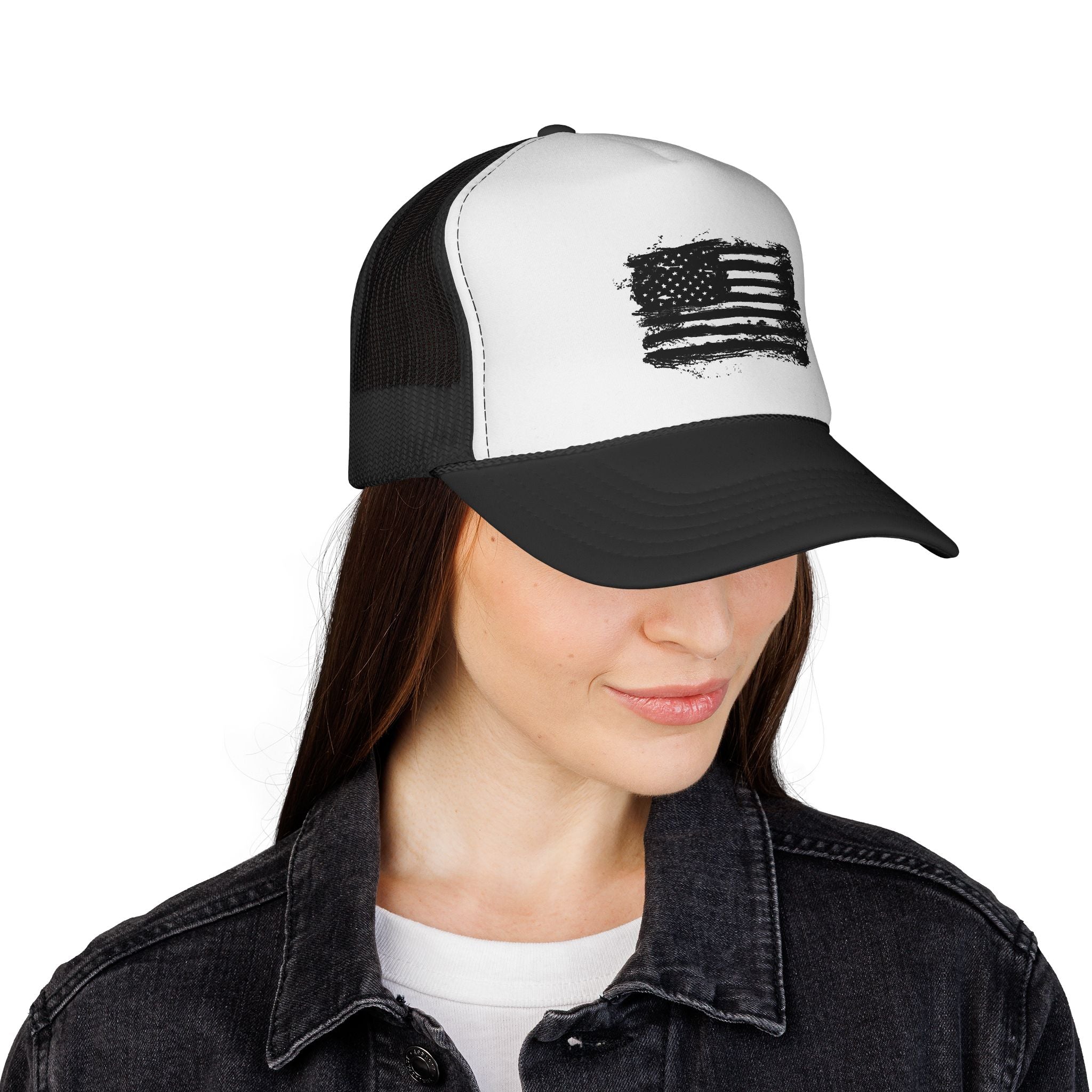 Patriotic Trucker Cap with American Flag Design, USA Hat, Summer Fashion, Outdoors Gear, Gift for Veterans, BBQ, 4th of July