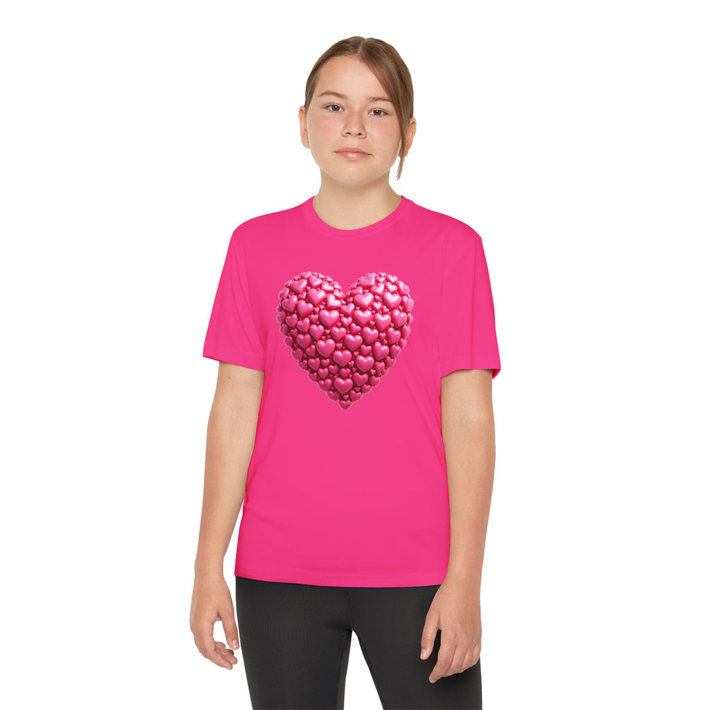 Heart Youth T-Shirt Sports Graphic Tee, Cool Athletic Shirt for Kids, Perfect for Sports Events, Team Spirit