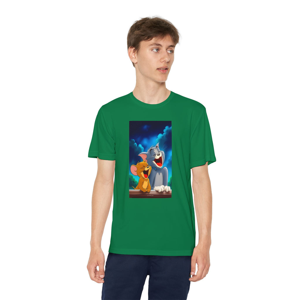 Youth Competitor Tee with Tom And Jerry design, Cartoon Graphic Kid's T-Shirt, Kids Tee, Children's Clothing, Funny Tee for Boys and Girls