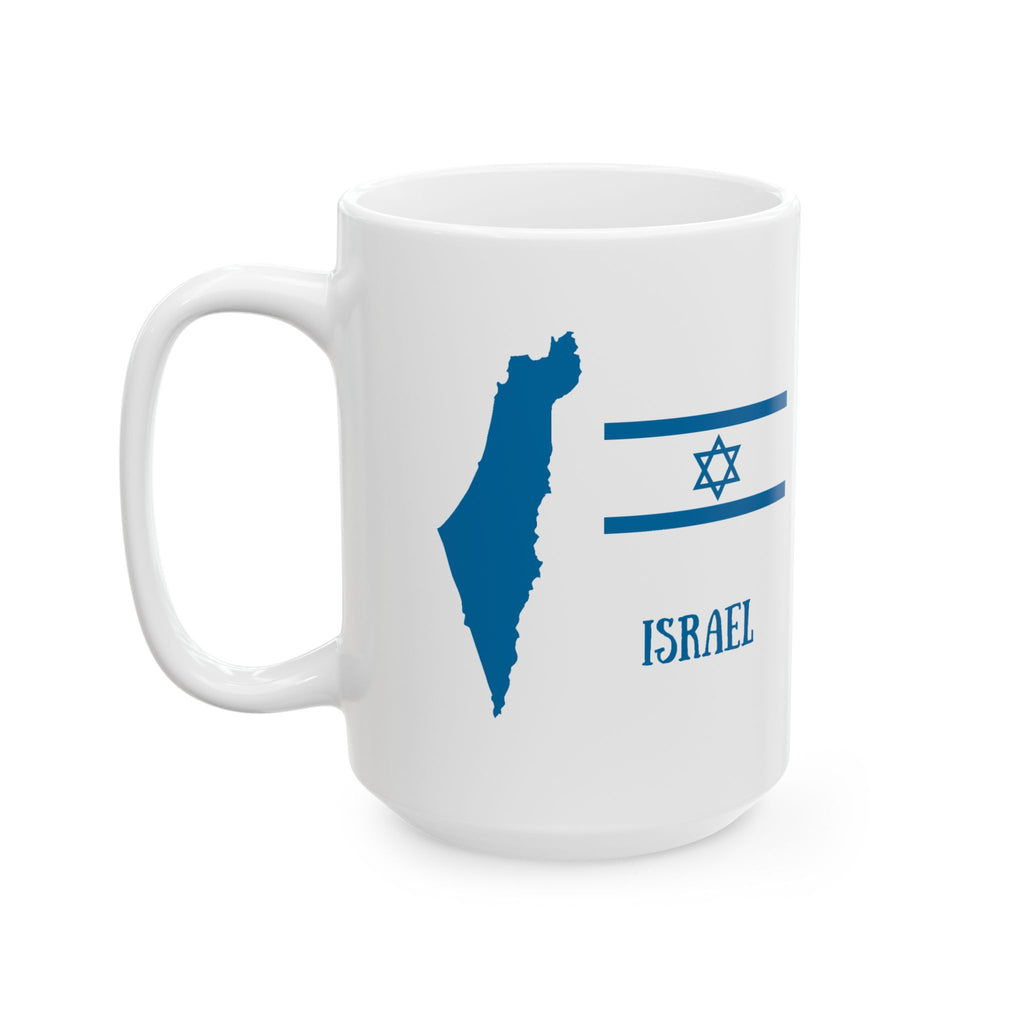 Isreal Patriotic Ceramic Mug, Jewish Pride Tea Cup, Hebrew Flag Coffee Mug, Star of David Nationalistic Mug, Independence Day Tea Mug