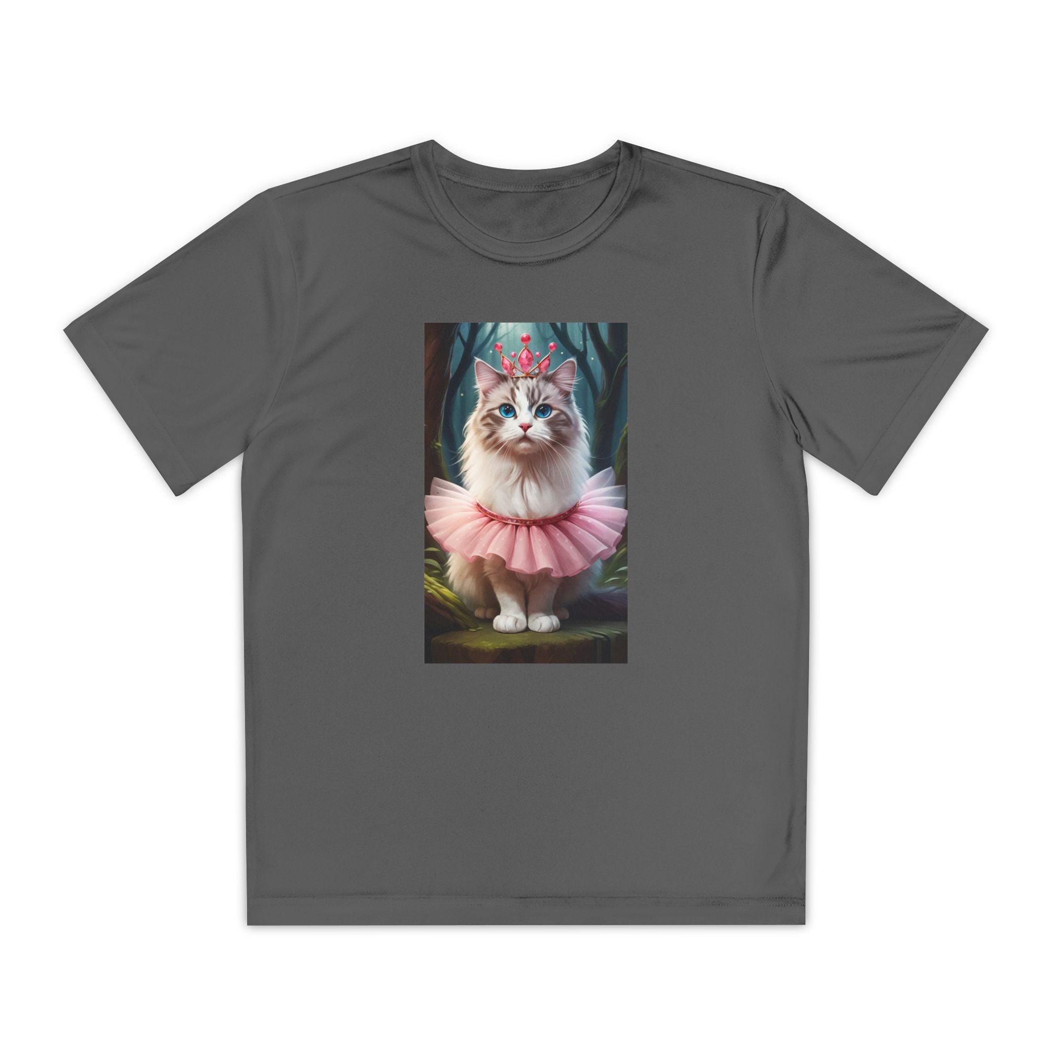 Graphic Tee, Cute Cartoon Kitten, Kids Animal Lover Shirt, Kitty Princess Design, Youth Tee for Girls and Boys, Funny Cat Shirt, Gift for