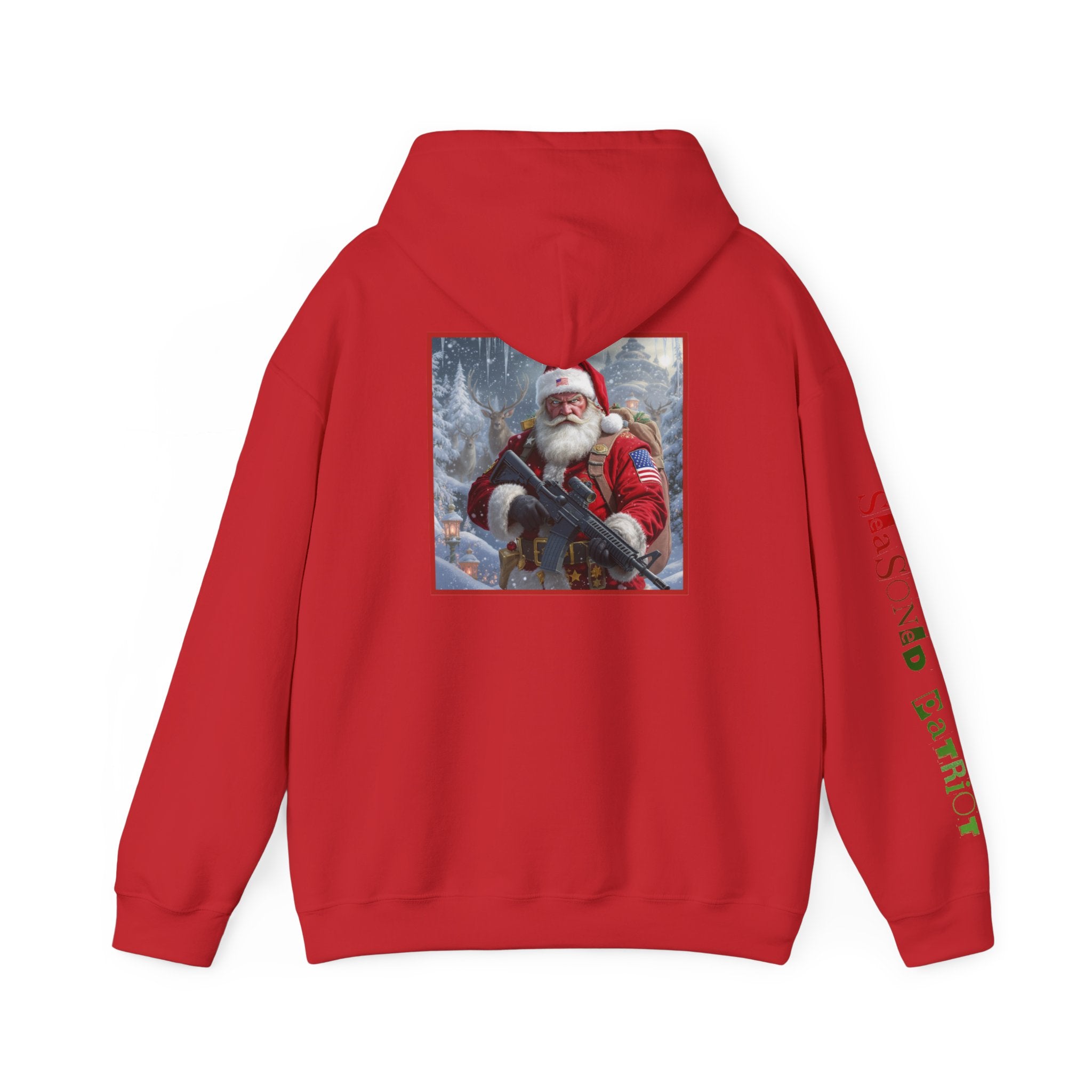 Christmas Santa Claus Patriotic USA Hoodie, Sweatshirt, Unisex Hooded Pullover, Holiday Outerwear, Festive Winter Apparel