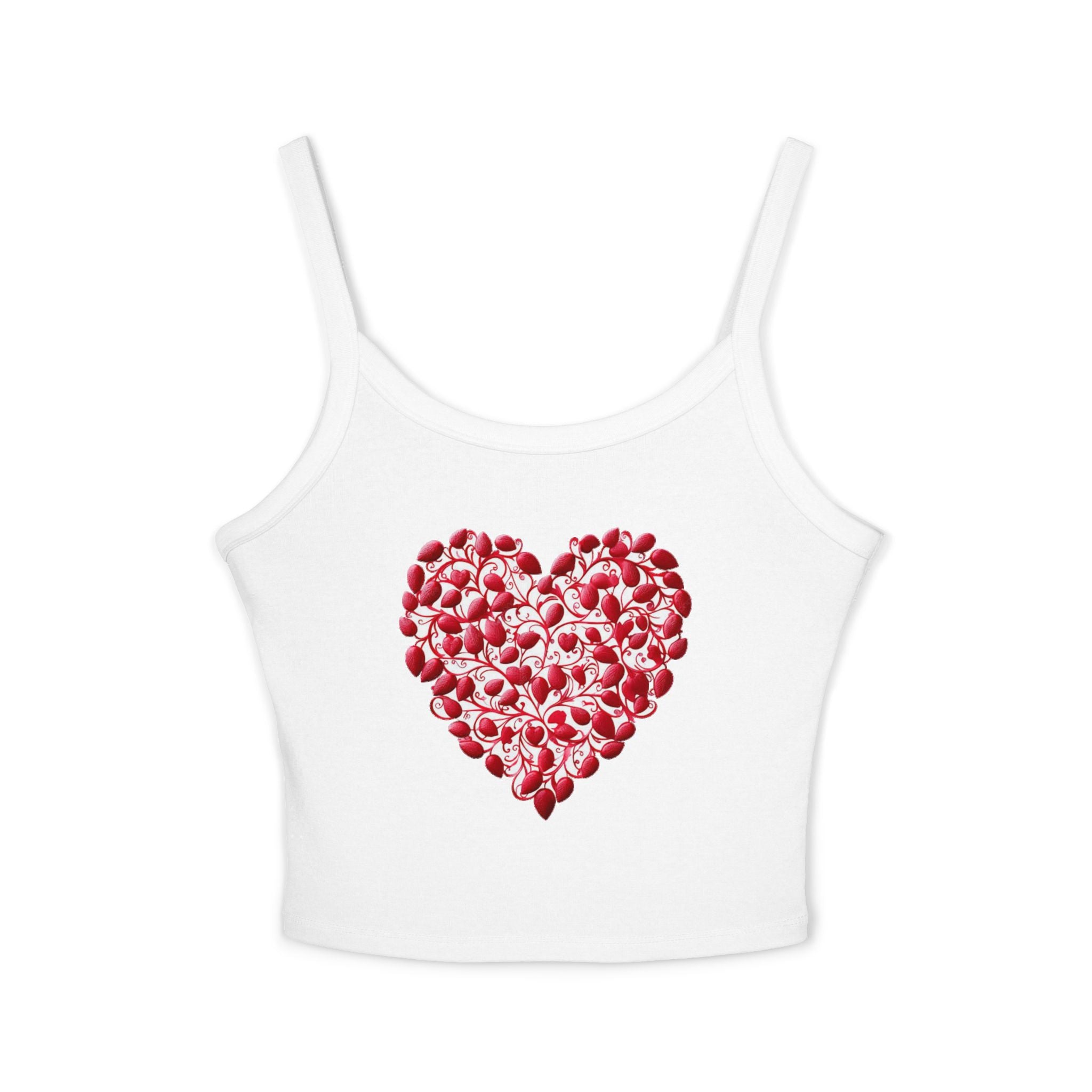 Heart Tank Top, Love Cami, Valentine's Day Shirt, Romantic Sleeveless Tee, Women's Summer Blouse, Cute Spaghetti Strap Tank