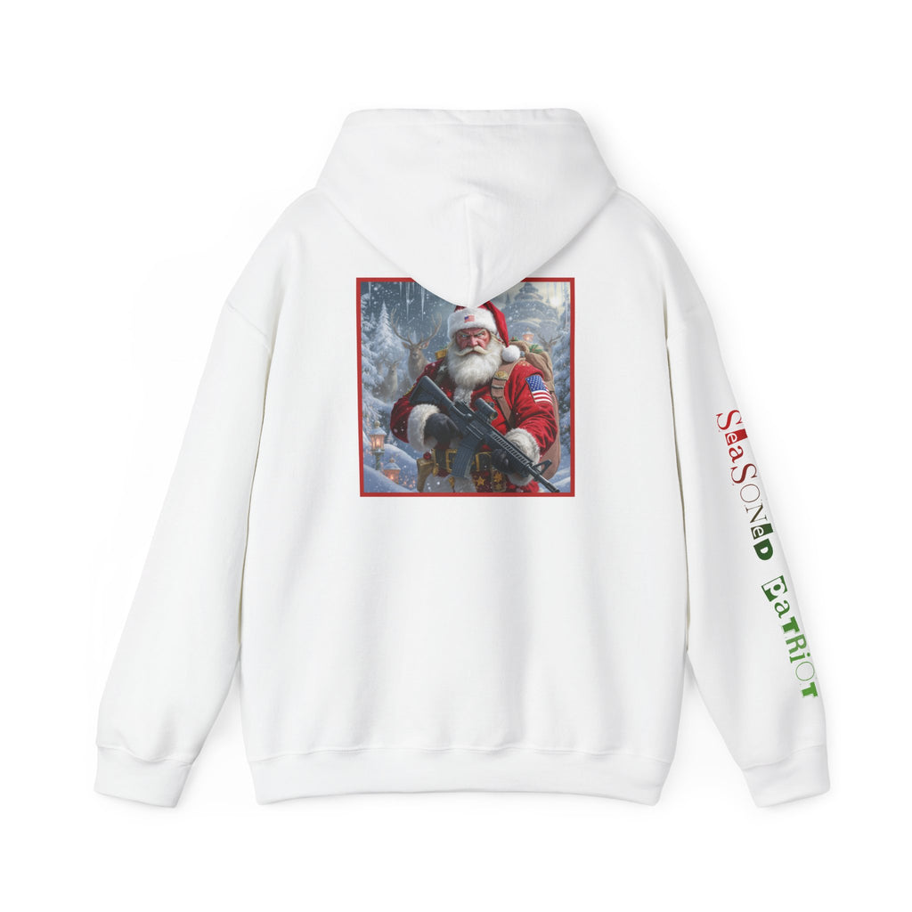 Christmas Santa Claus Patriotic USA Hoodie, Sweatshirt, Unisex Hooded Pullover, Holiday Outerwear, Festive Winter Apparel