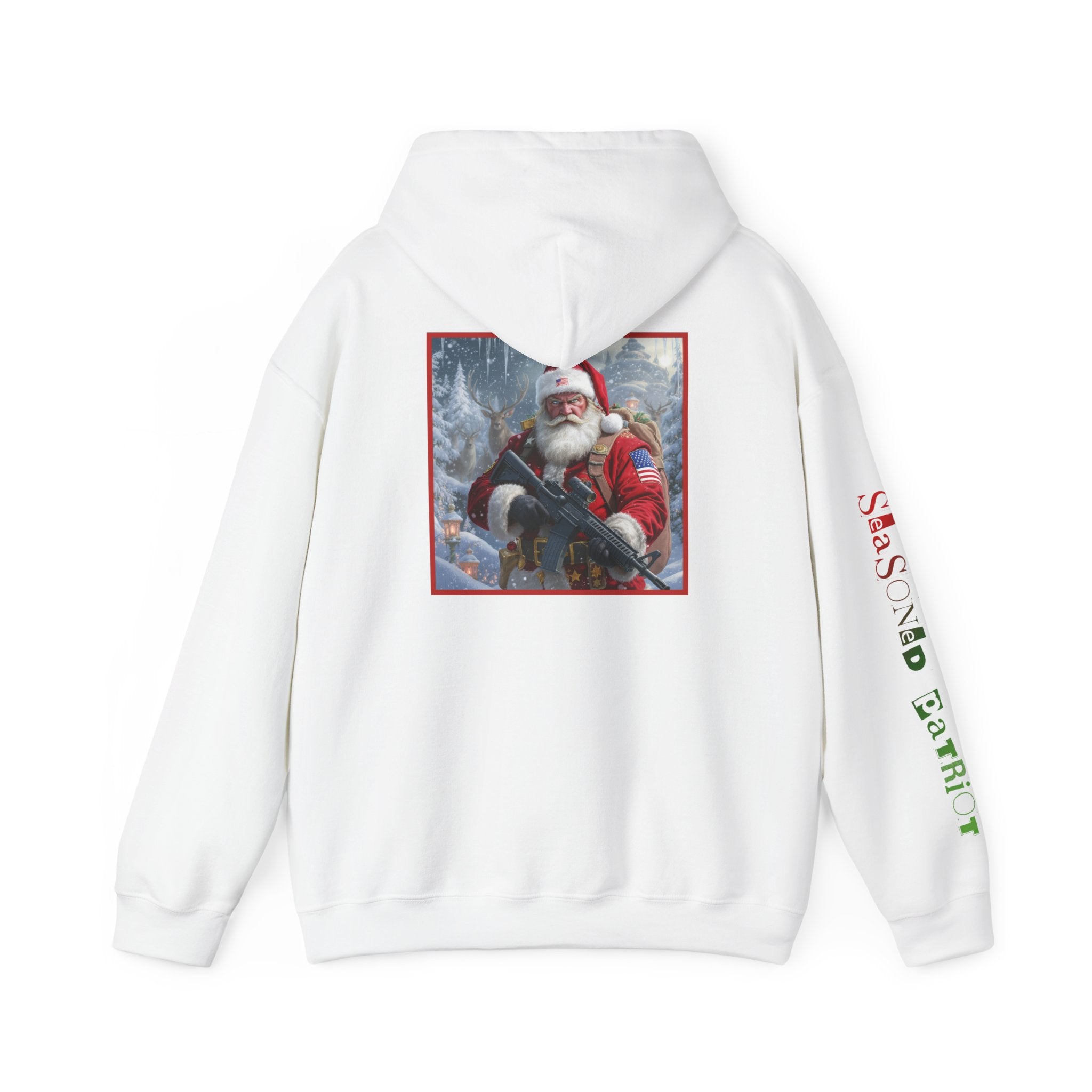 Christmas Santa Claus Patriotic USA Hoodie, Sweatshirt, Unisex Hooded Pullover, Holiday Outerwear, Festive Winter Apparel