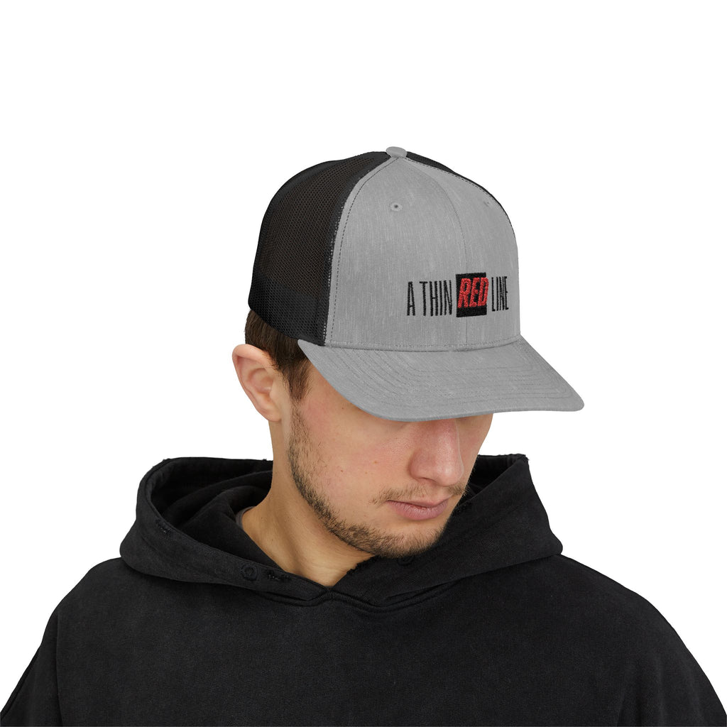 Firefighter Thin Red Line Snapback Trucker Cap with Thin Red Line Design, Ideal for First Responders, Everyday Wear