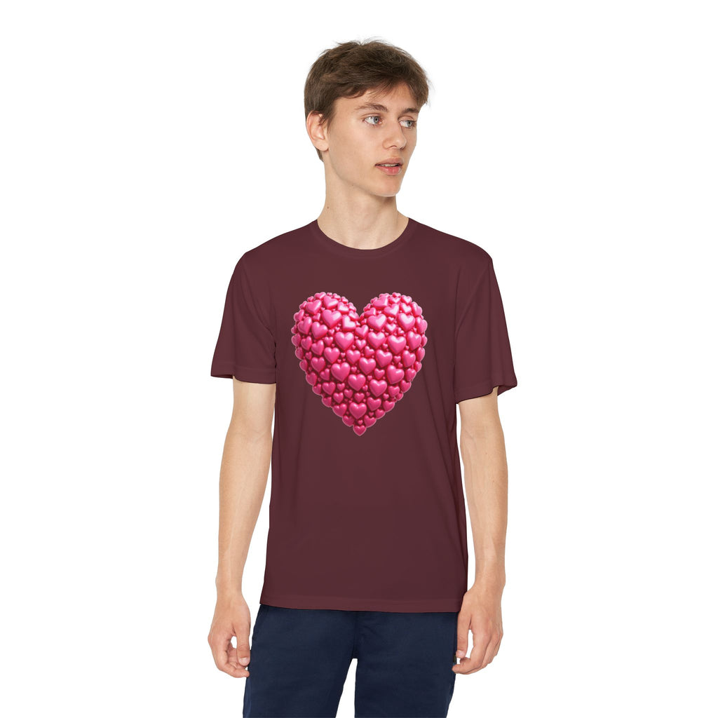 Heart Youth T-Shirt Sports Graphic Tee, Cool Athletic Shirt for Kids, Perfect for Sports Events, Team Spirit