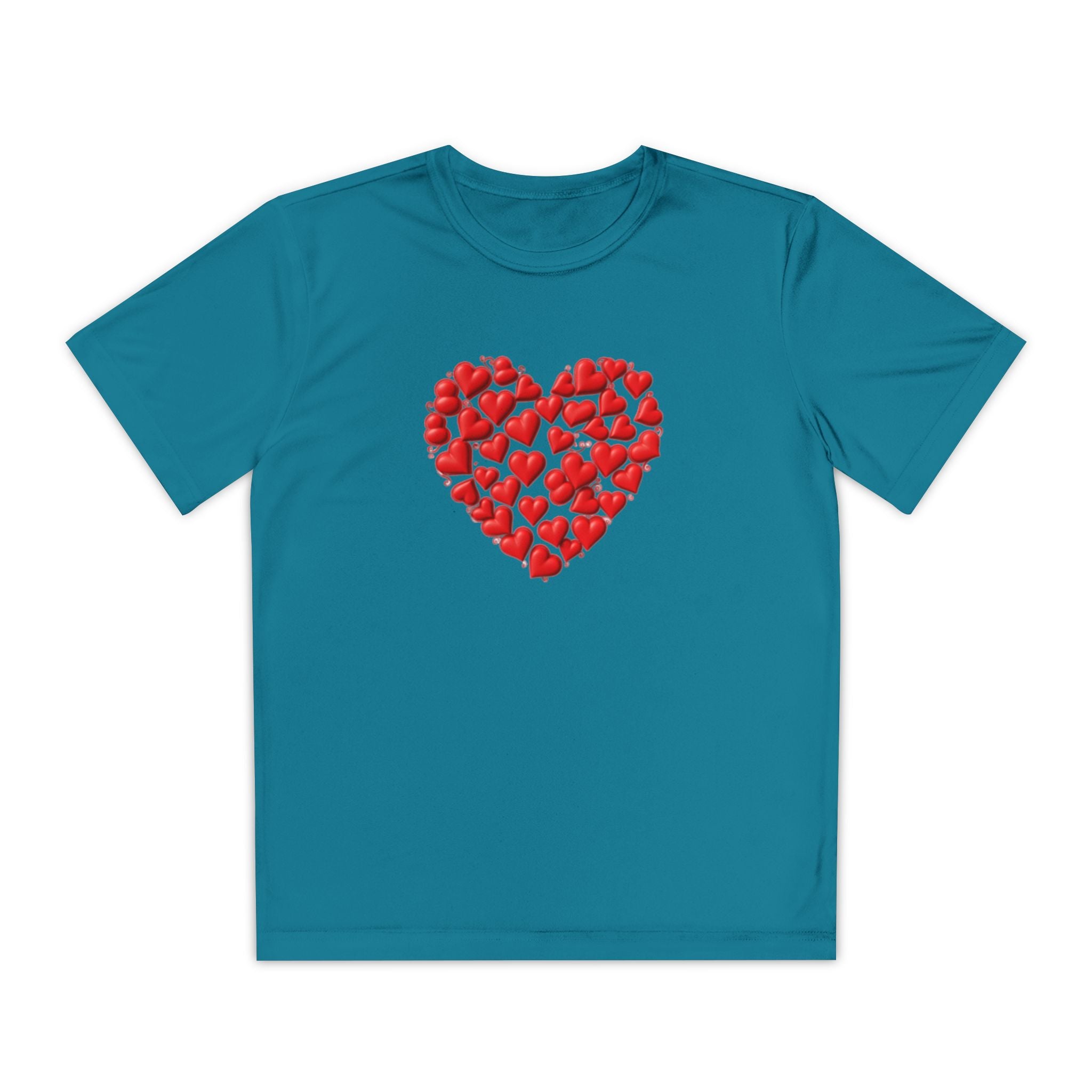 Heart Youth T-Shirt Sports Graphic Tee, Cool Athletic Shirt for Kids, Perfect for Sports Events, Team Spirit