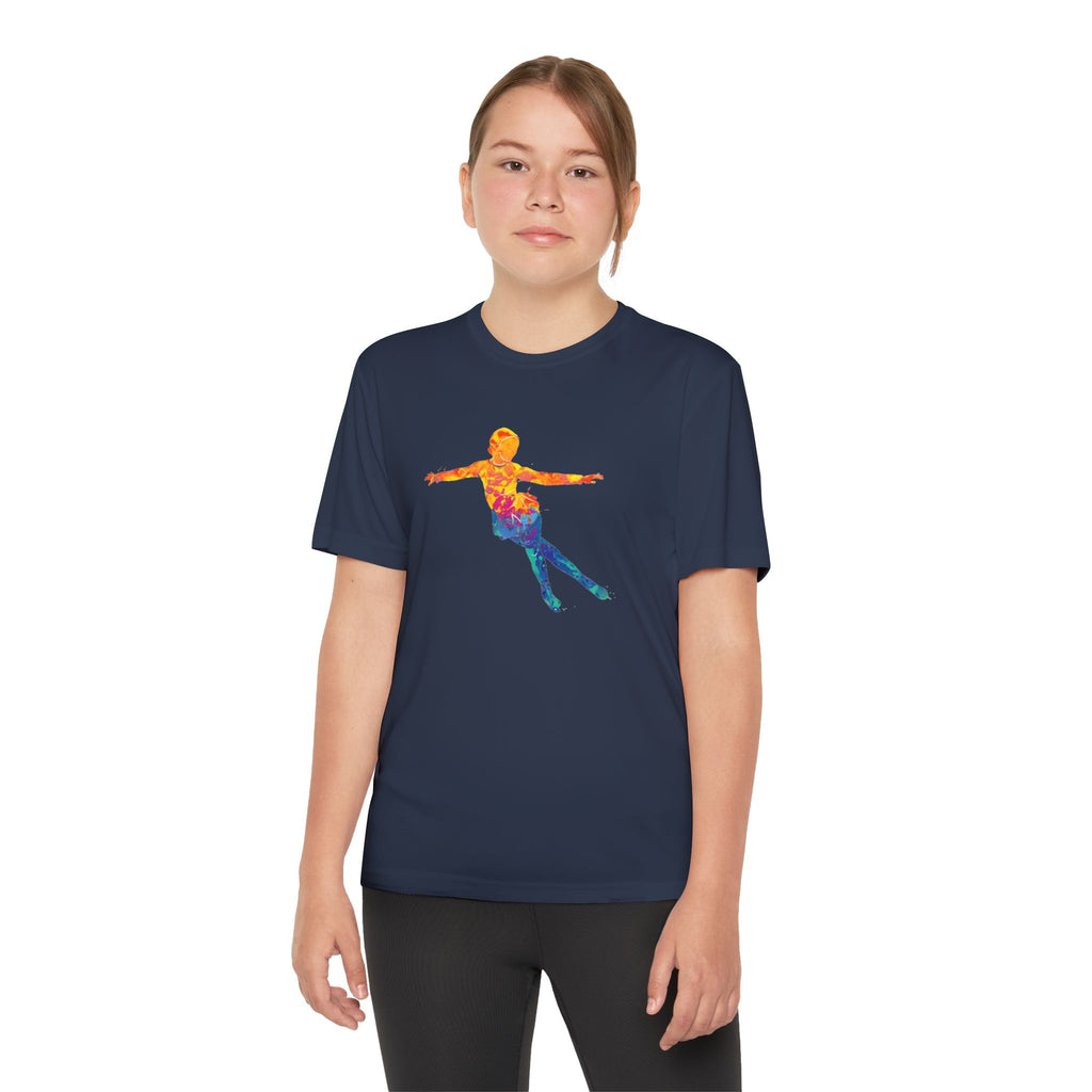 Ice Skating Youth Sports Graphic Tee, Cool Athletic Shirt for Kids, Perfect for Sports Events, Team Spirit, Birthday Gift, Summer Activities
