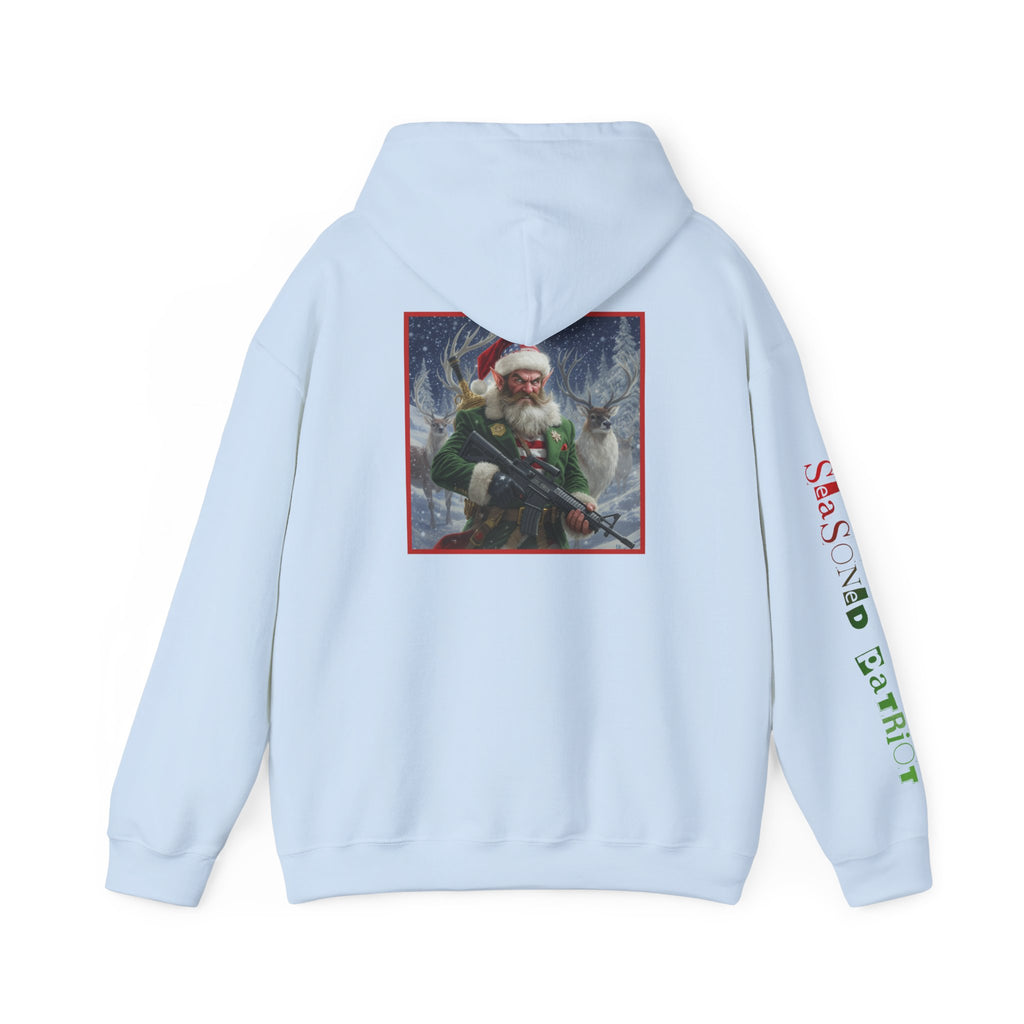 Christmas Elf Patriotic USA Hoodie, Sweatshirt, Unisex Hooded Pullover, Holiday Outerwear, Festive Winter Apparel