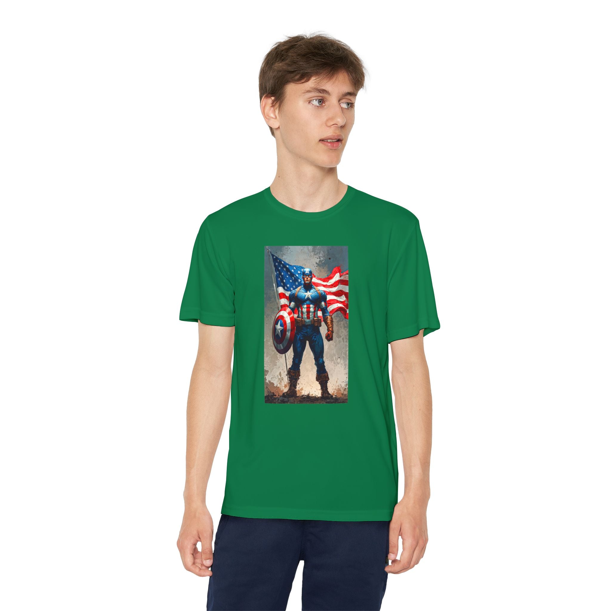 Captain America Superhero Marvel Patriotic, Kids Graphic T-Shirt, Boys Hero Top, Girls Comic Book Clothing, Birthday