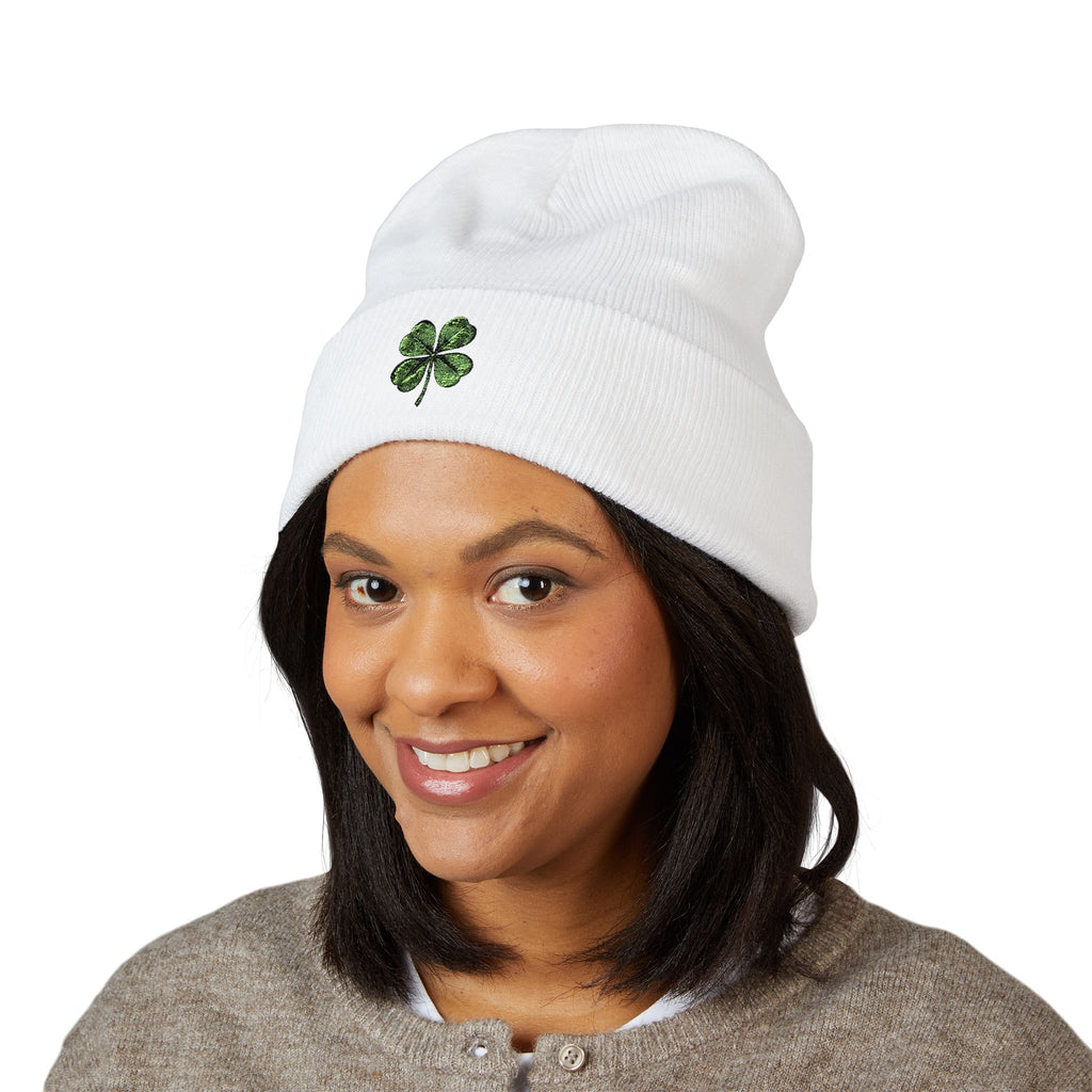 St. Patrick's Day 4-Leaf Clover Embroidered Beanie