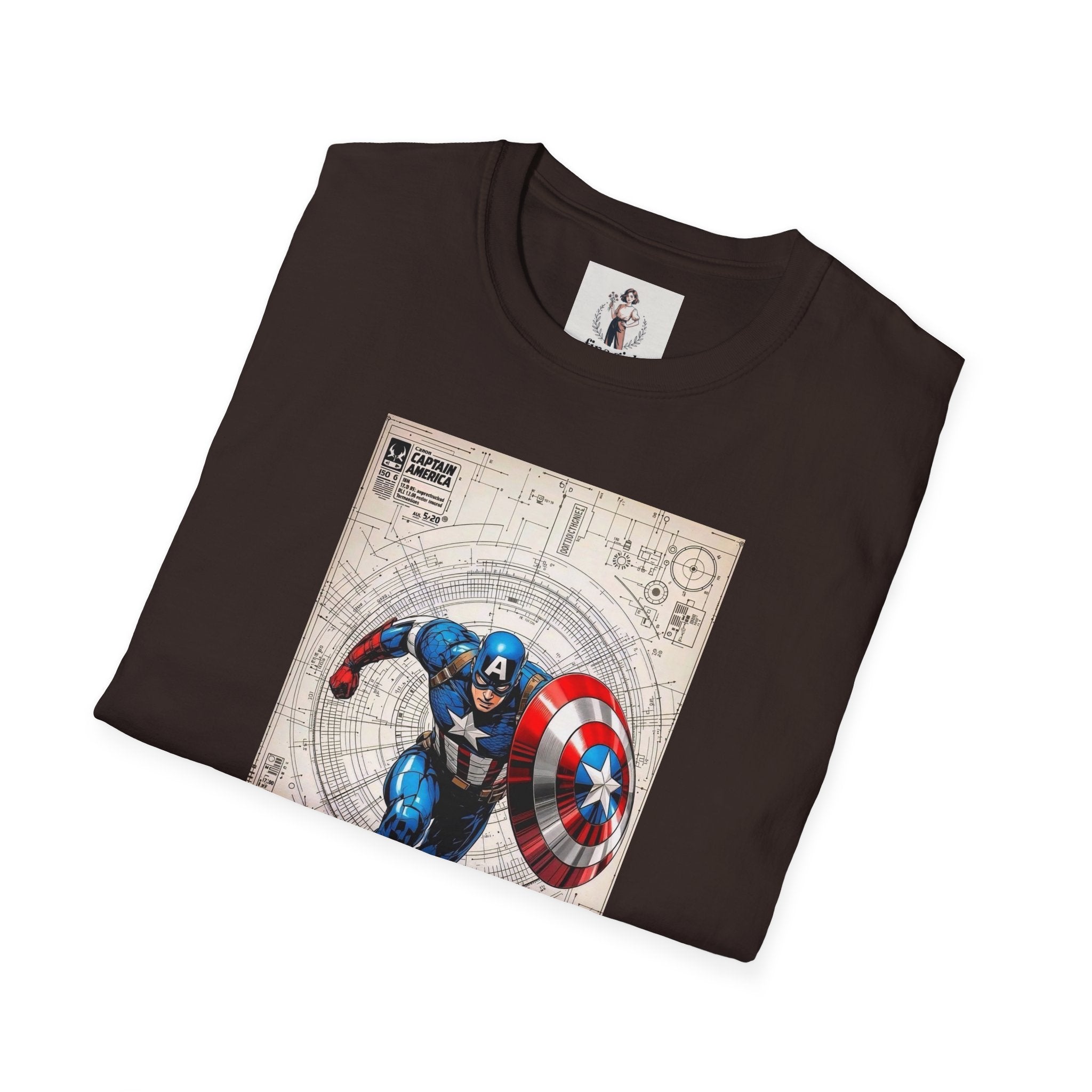 Captain America Superhero Marvel Unisex Softstyle T-Shirt, Comic Book Tee, Graphic Novel Shirt, Geeky Clothing, Cosplay Costume Top