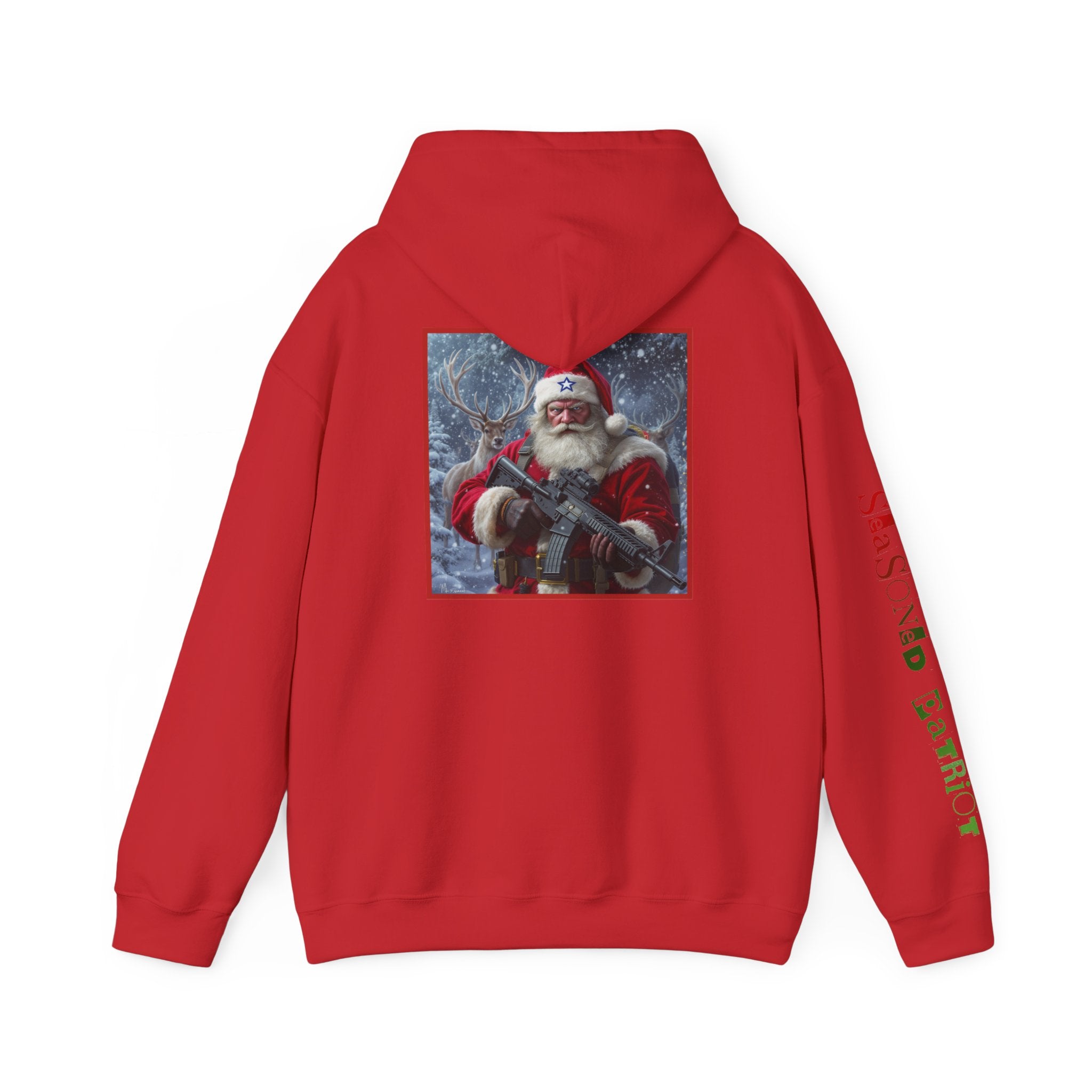 Christmas Santa Claus Patriotic USA Hoodie, Sweatshirt, Unisex Hooded Pullover, Holiday Outerwear, Festive Winter Apparel