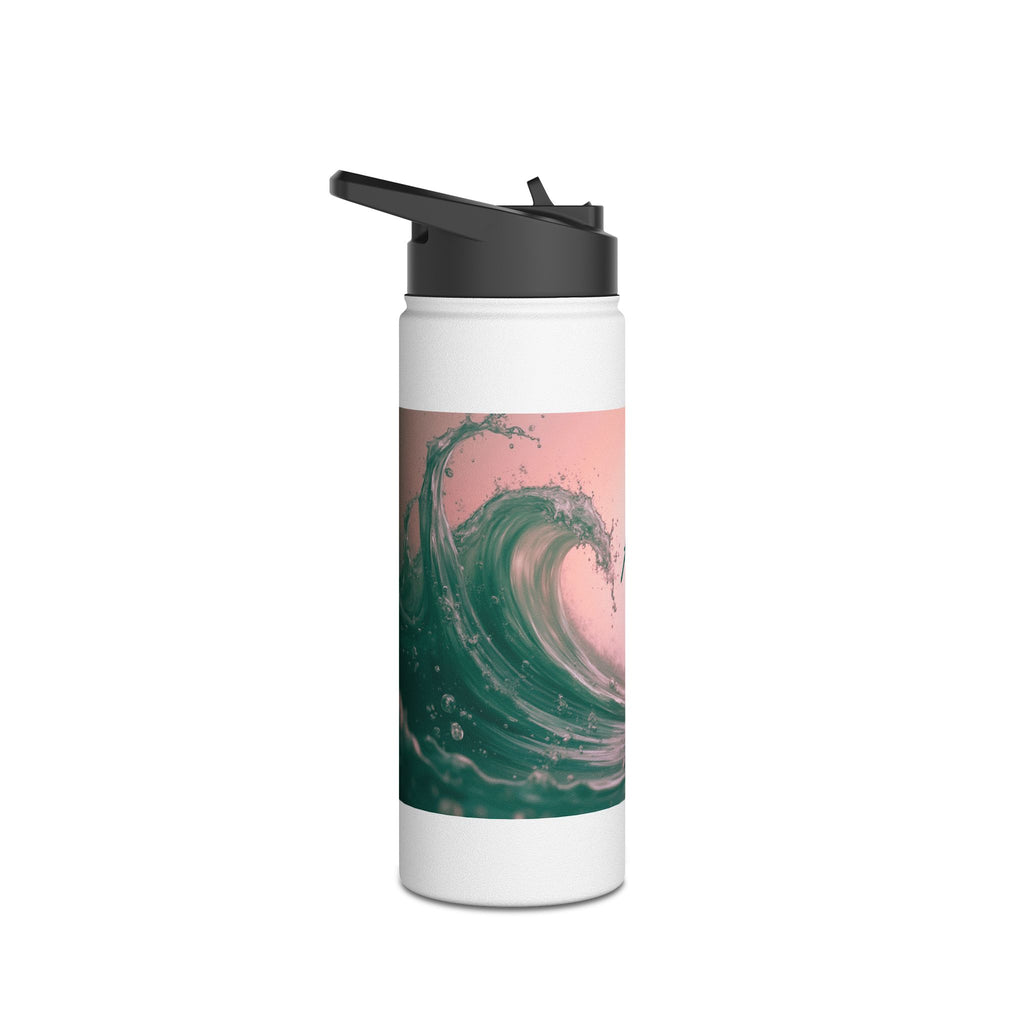 Aqua Wave Stainless Steel Water Bottle, Hydration Gift, Outdoor Adventure, Beach Vibes, Eco-Friendly, Travel Companion