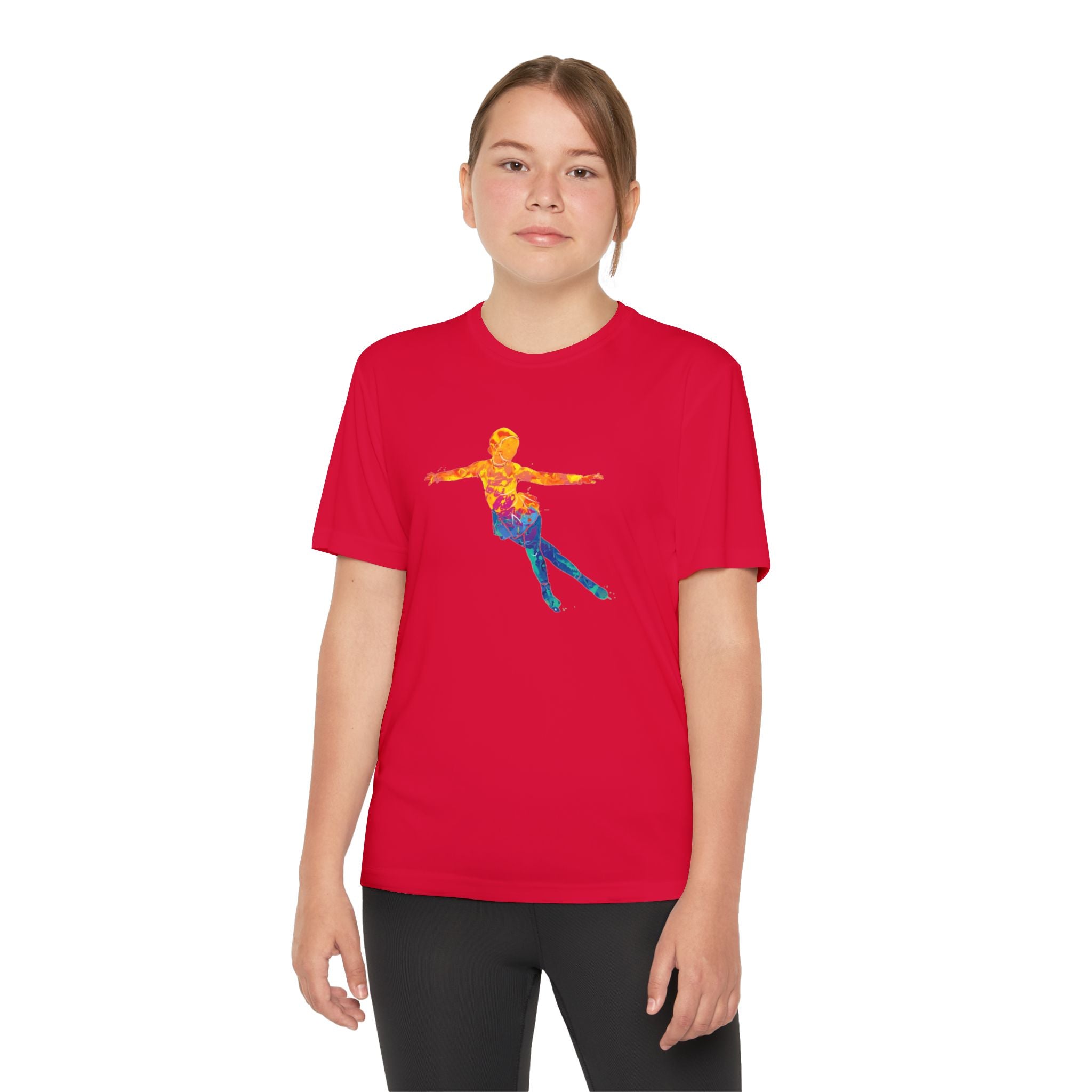 Ice Skating Youth Sports Graphic Tee, Cool Athletic Shirt for Kids, Perfect for Sports Events, Team Spirit, Birthday Gift, Summer Activities