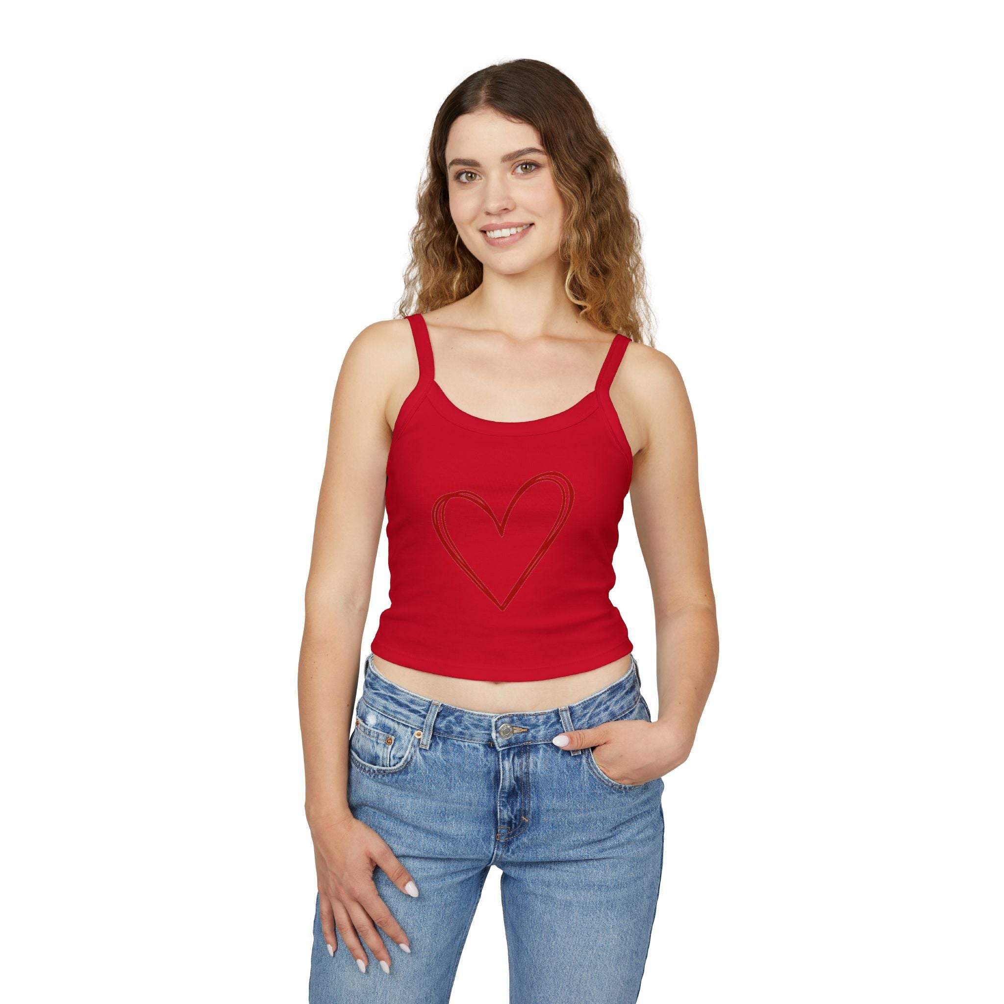 Heart Tank Top, Love Cami, Valentine's Day Shirt, Romantic Sleeveless Tee, Women's Summer Blouse, Cute Spaghetti Strap Tank